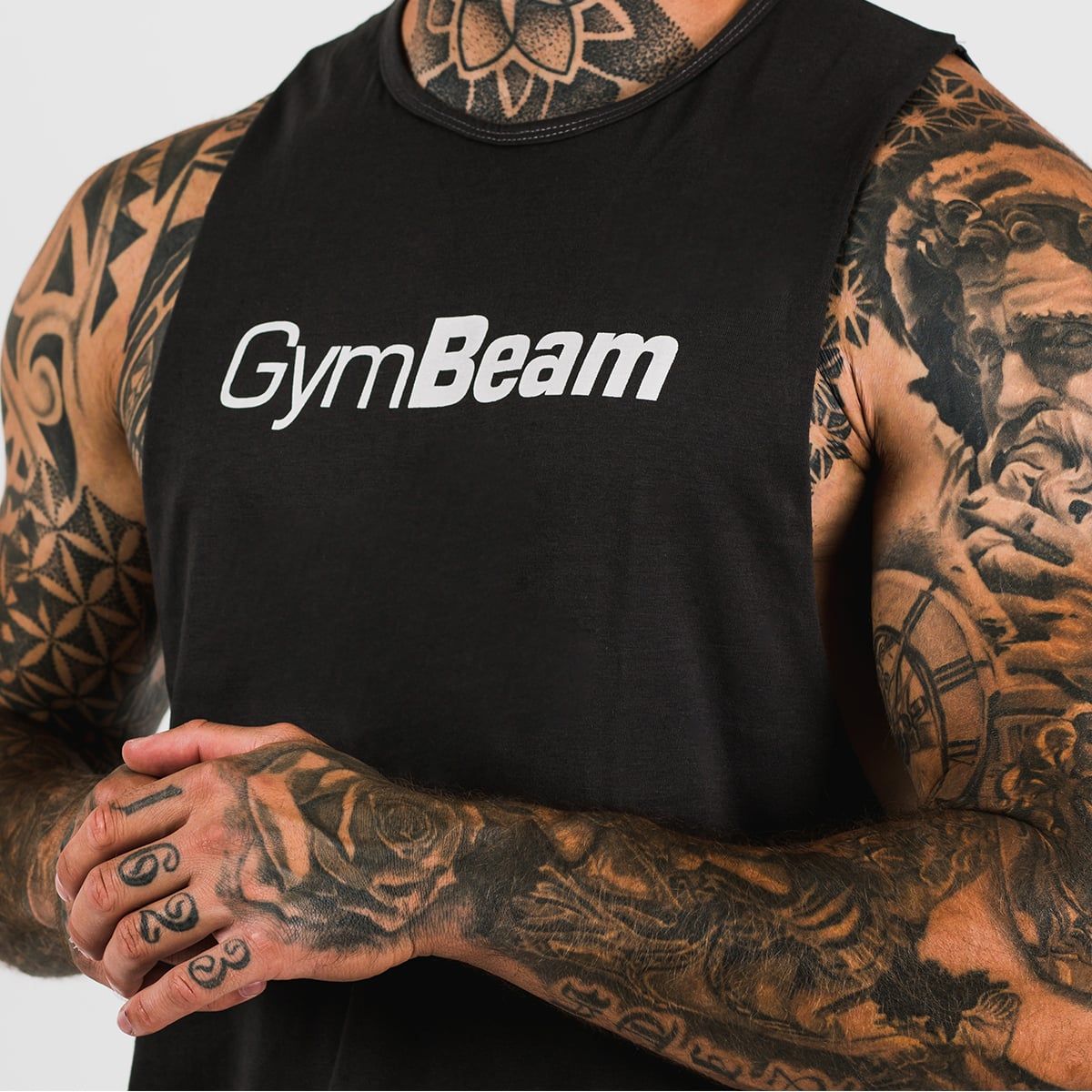 GymBeam Tanktop Herren Cut-Off Loose aus Baumwolle und Polyester in Schwarz