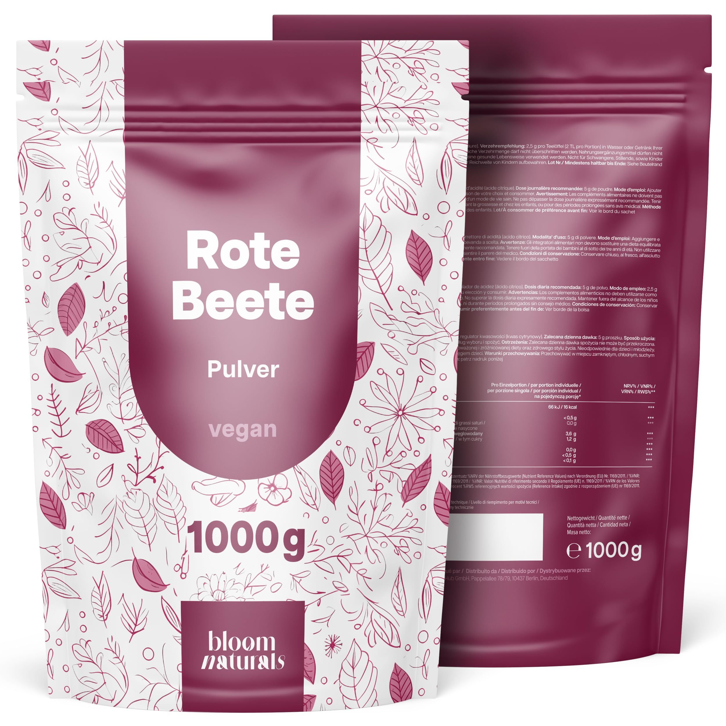 Bloom Naturals Rote Beete Pulver