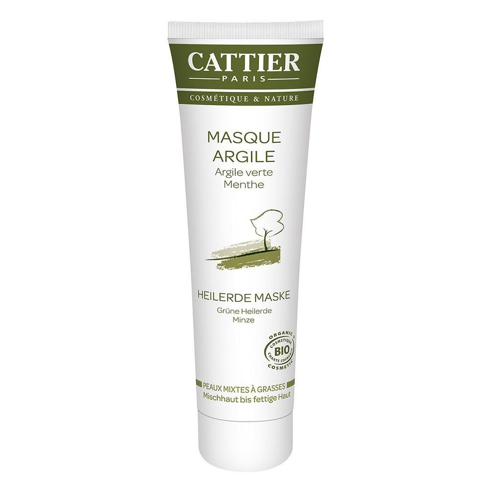 Cattier Masque de terre médicinale verte pour peau grasse