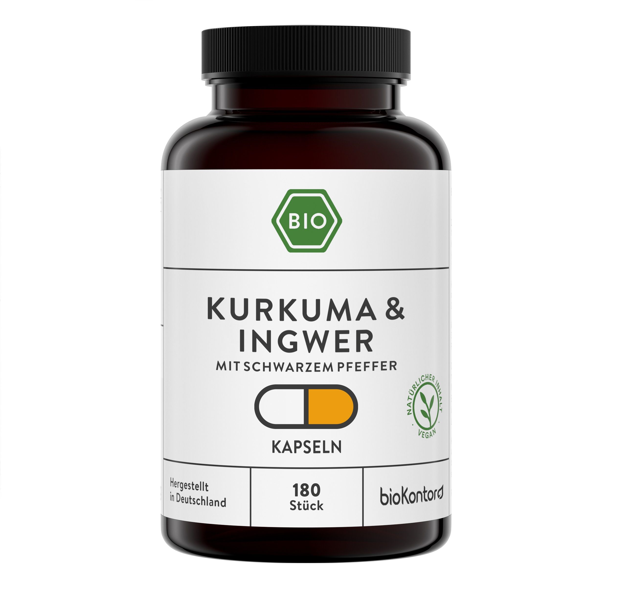 bioKontor Kurkuma, Ingwerpulver, schwarzer Pfeffer Kapseln