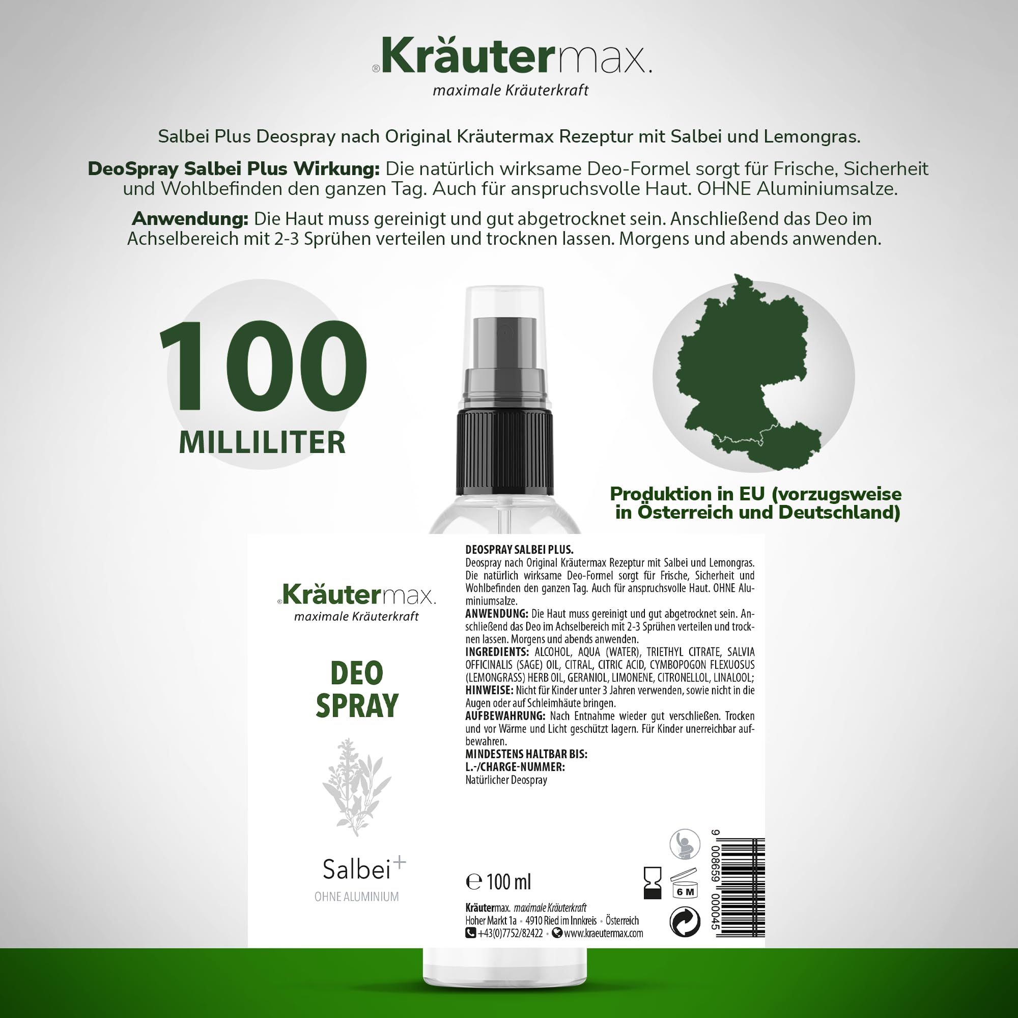 Kräutermax Deospray Salbei plus 100 ml