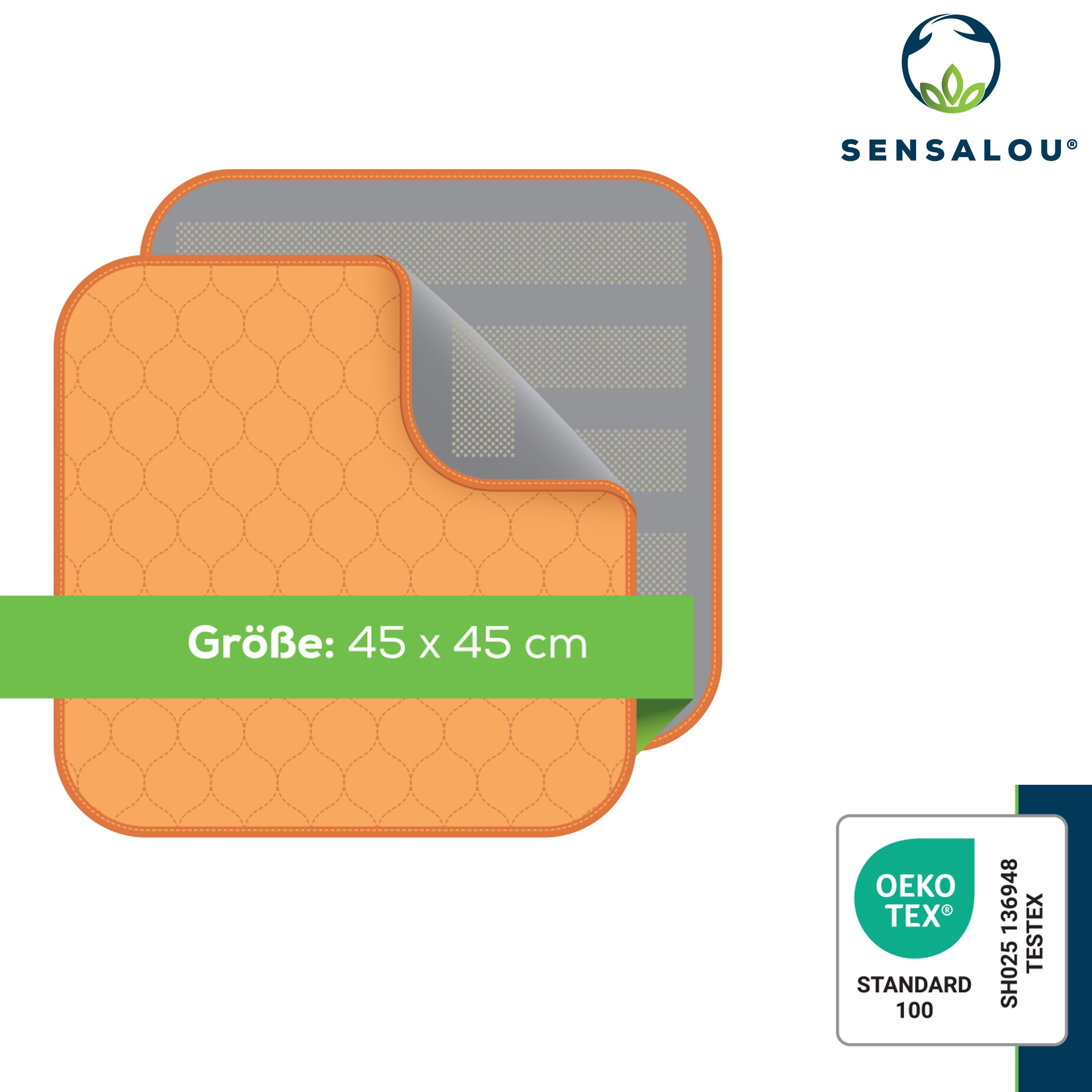 Sensalou Inkontinenz Stuhlunterlage Sitzunterlage wasserdicht waschbar 45x45 cm Orange
