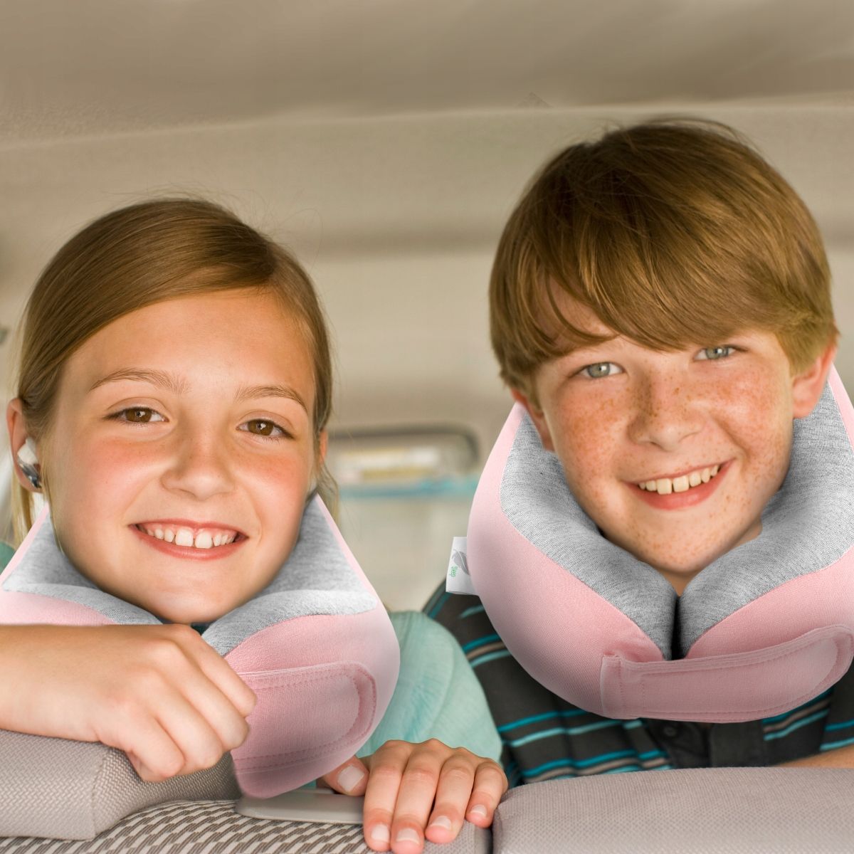 Medi Sleep Kinder-Reisekissen aus Memory-Schaum rosa-grau