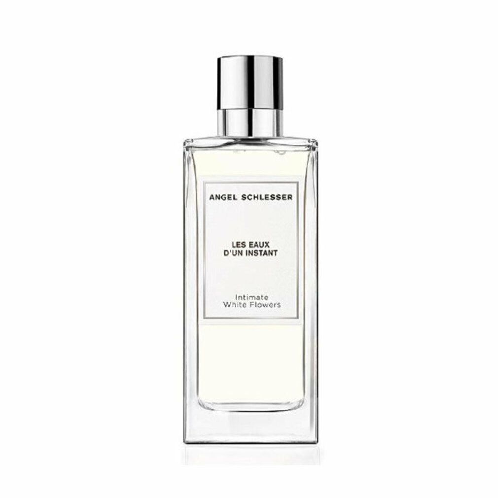 Flakon mit silbernem Deckel. Aufschrift: Angel Schlesser, Les Eaux d'Un Instant, Intimate White Flowers.
