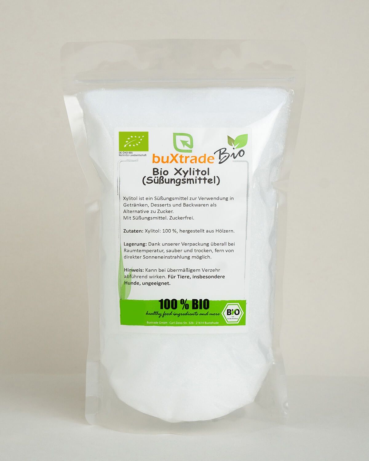 Verpackung mit buXtrade Bio Xylitol (Süßungsmittel), 100% BIO.