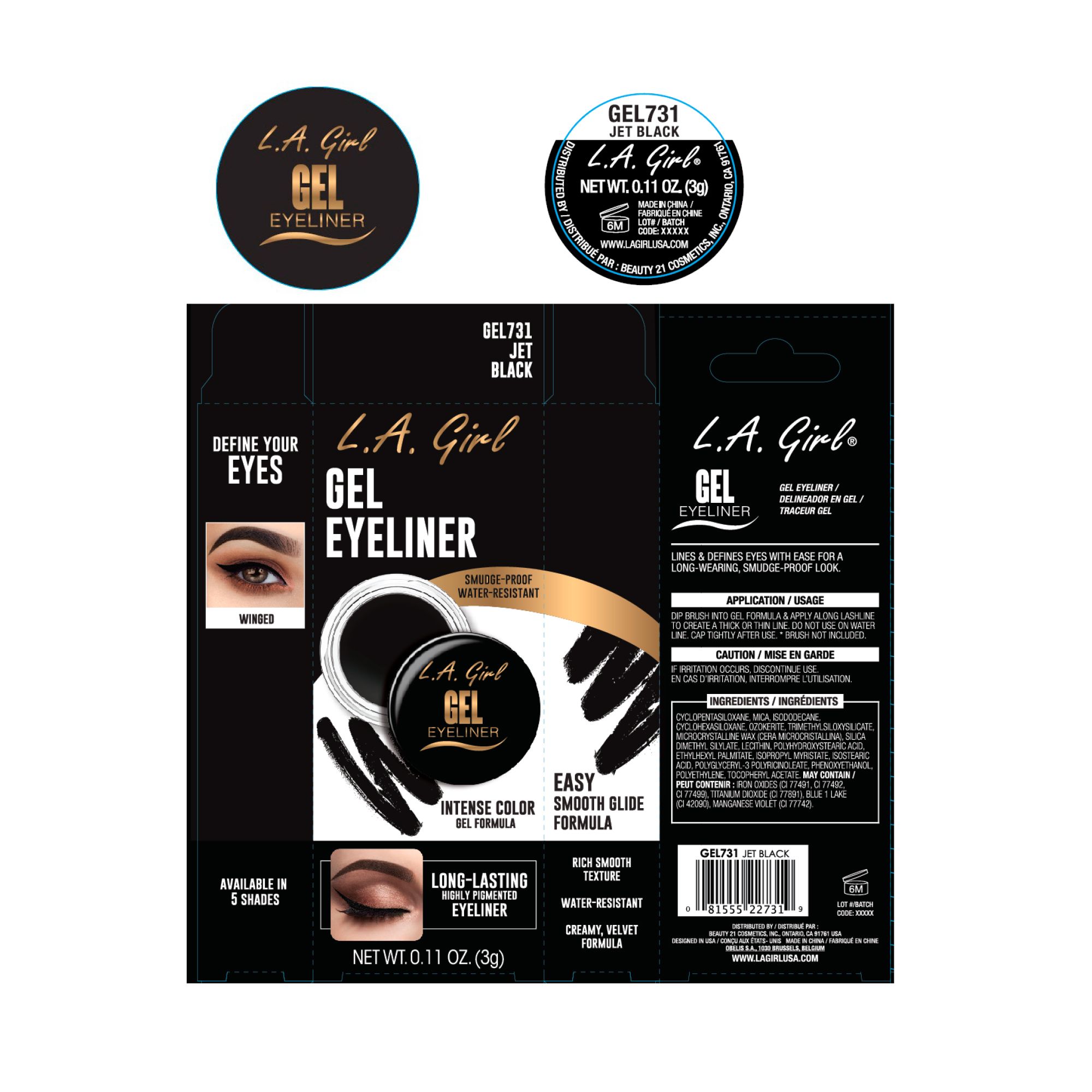 Kit eyeliner in gel