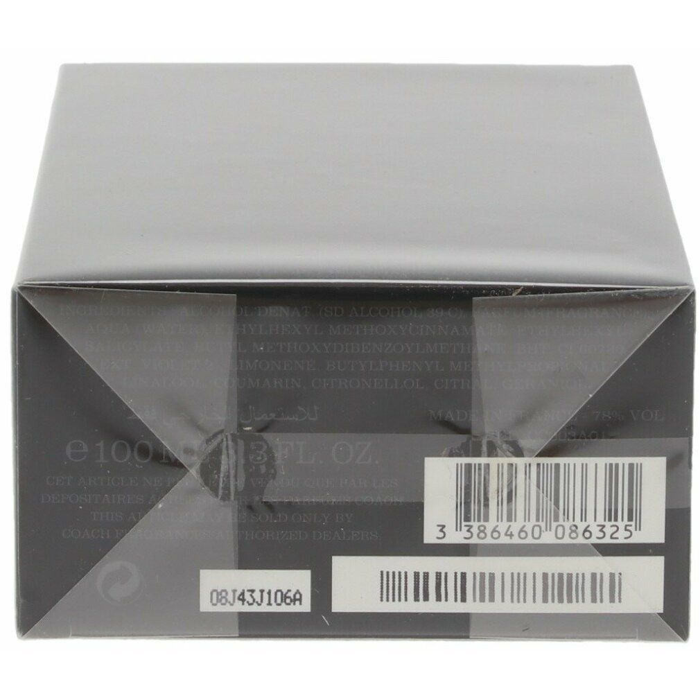 Unterseite der schwarzen Verpackung. Barcode, Chargennummer und Produktinformationen. Schwarzer Karton.
