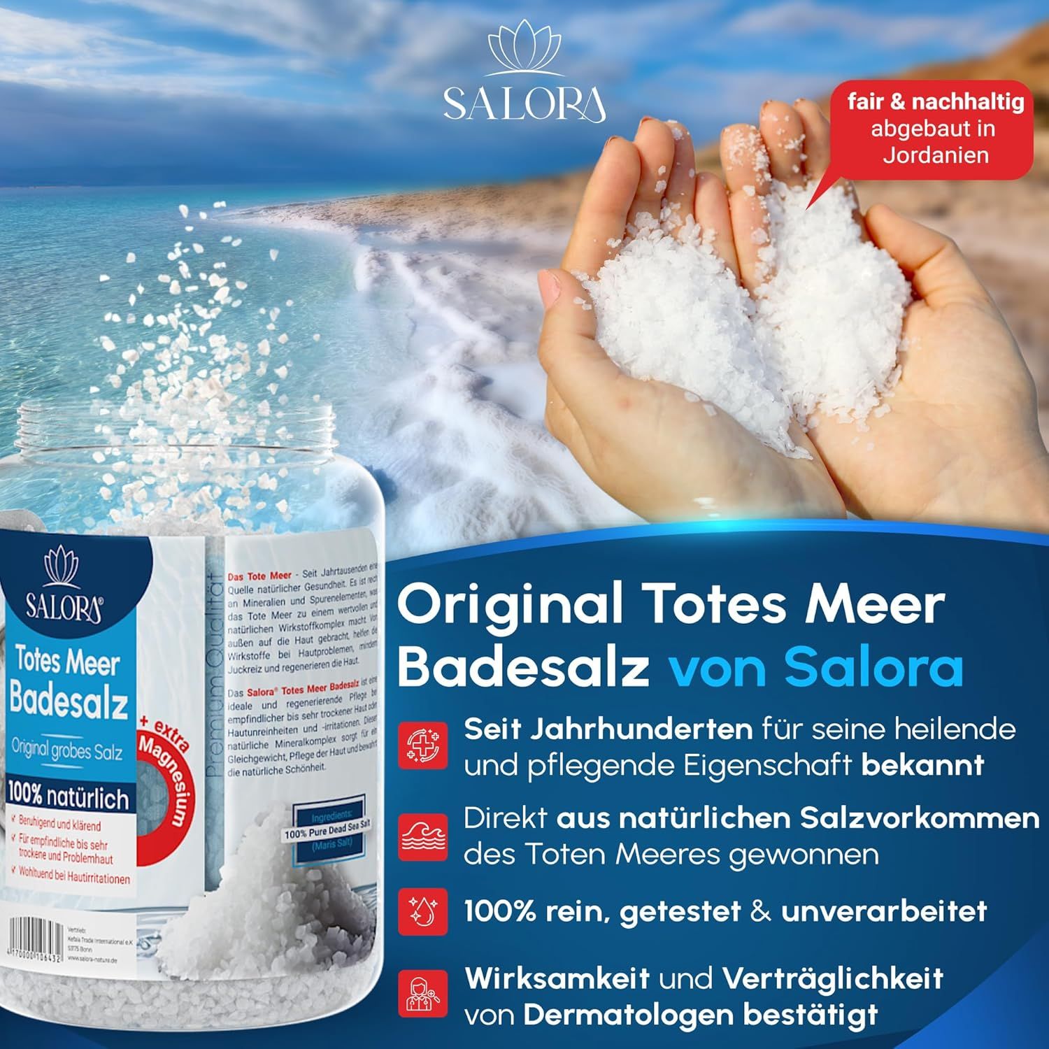 Salora ® Premium reines Totes Meer Badesalz
