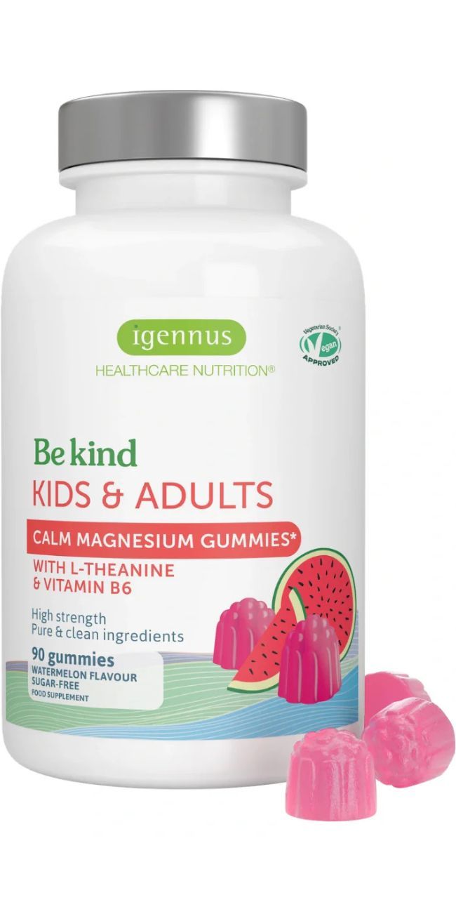 Flasche Igennus Calm Magnesium Gummies mit Wassermelone, 90 Stück.