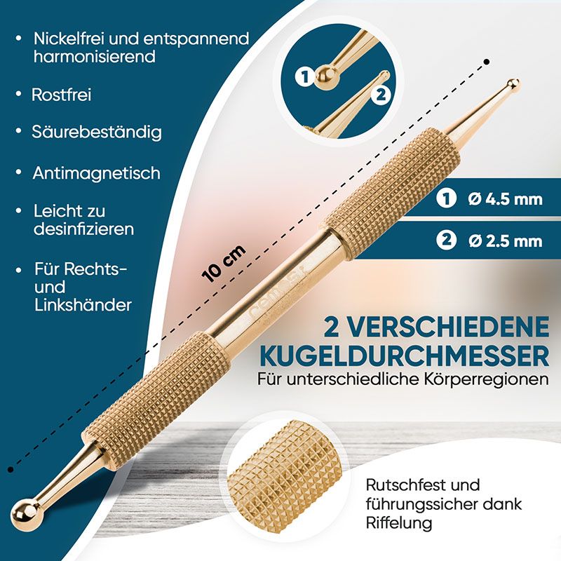 REMOS Akupressurstift, 10 cm, Messing, Ø 1.5 / 3.5 mm