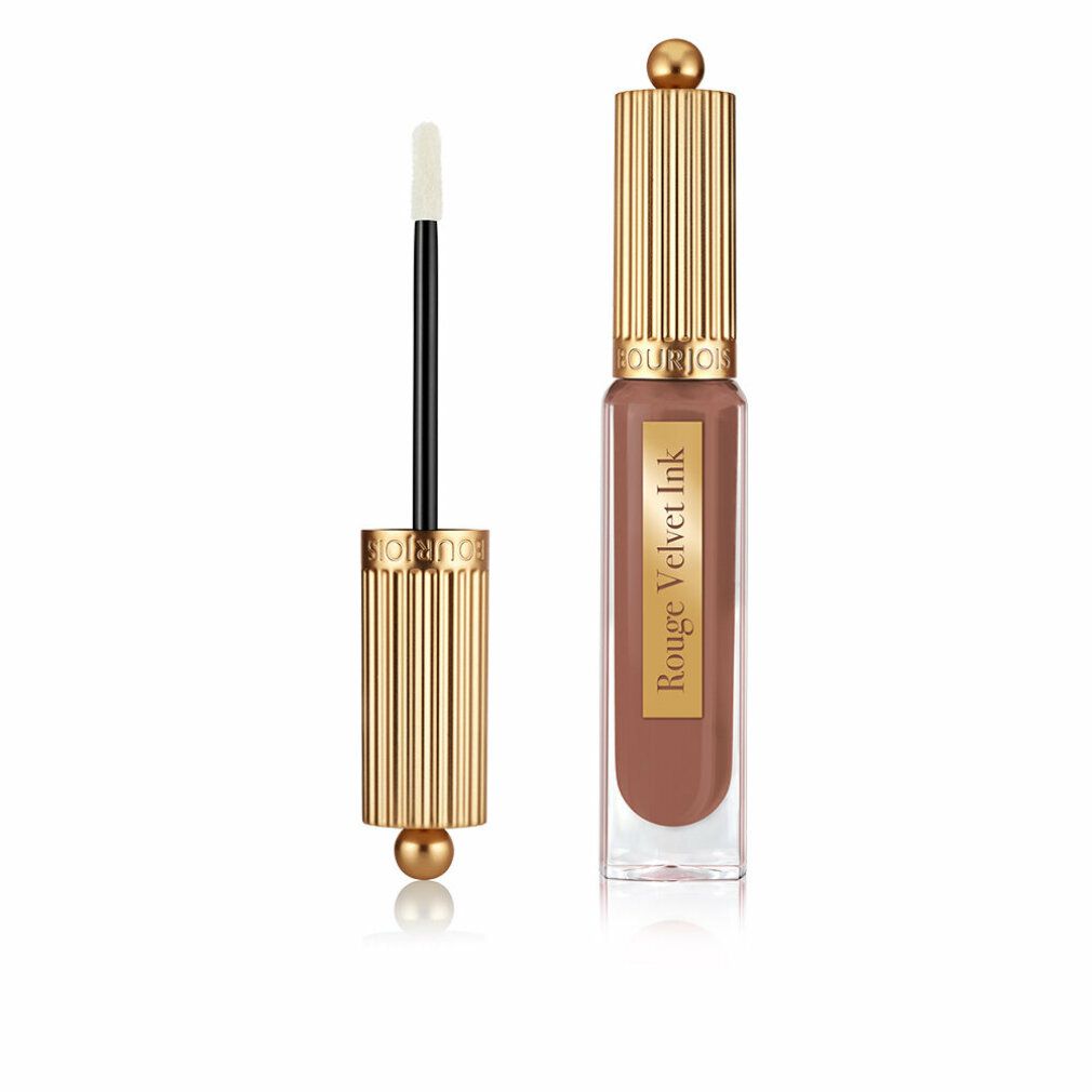 Lippenstift mit Applikator. Goldfarbener Deckel mit geriffelter Oberfläche. Aufschrift: Rouge Velvet Ink.