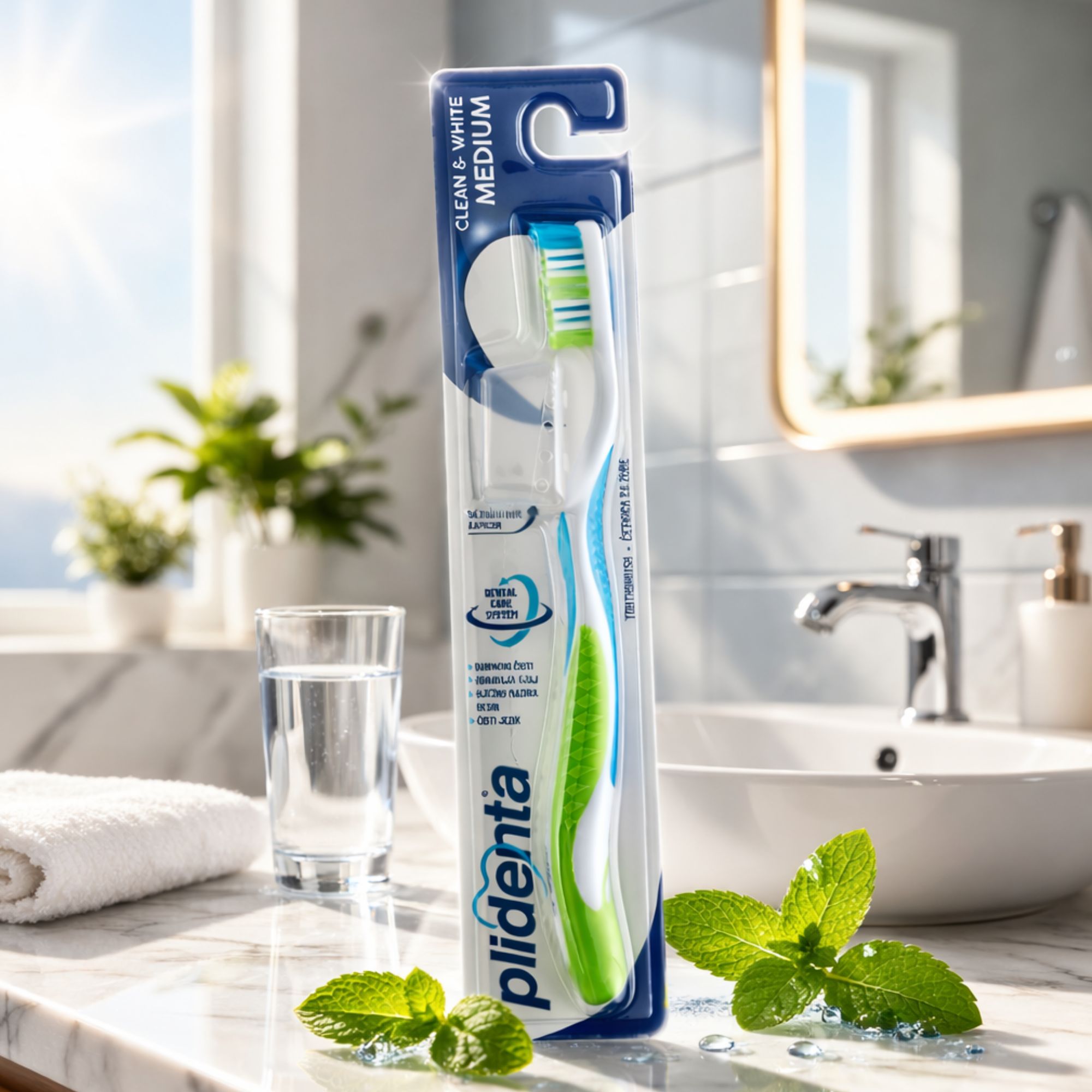 PLIDENTA Clean & White Medium Zahnbürste