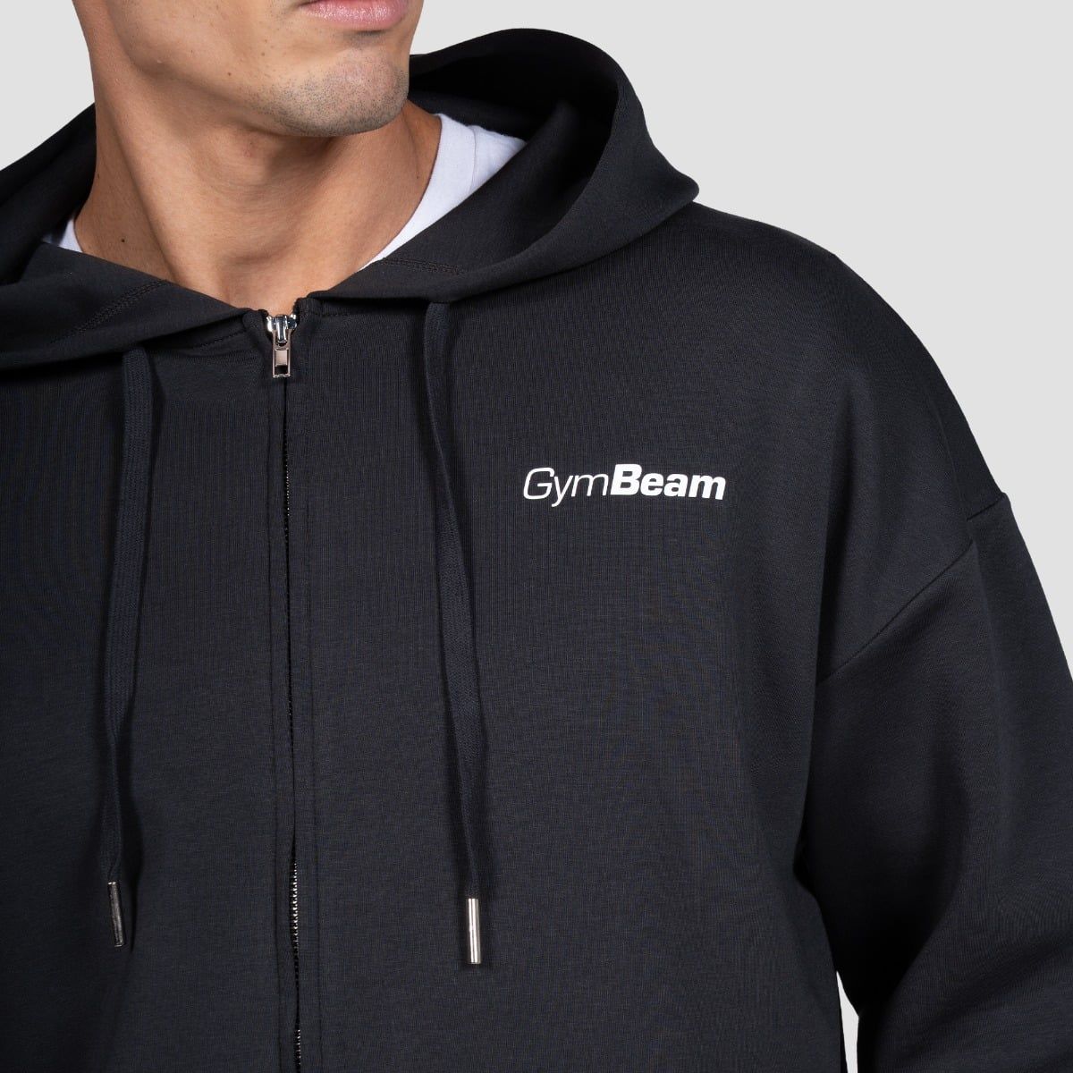 GymBeam Herren Hoodie Oversized mit Reißverschluss und Kapuze in Schwarz