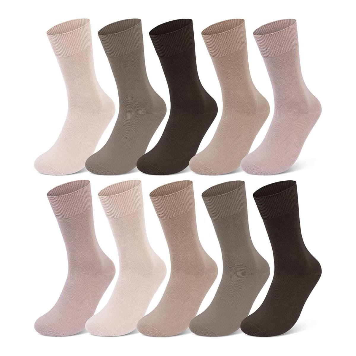 Mehrere Sockenpaare in verschiedenen Farben. Keine Etiketten sichtbar.