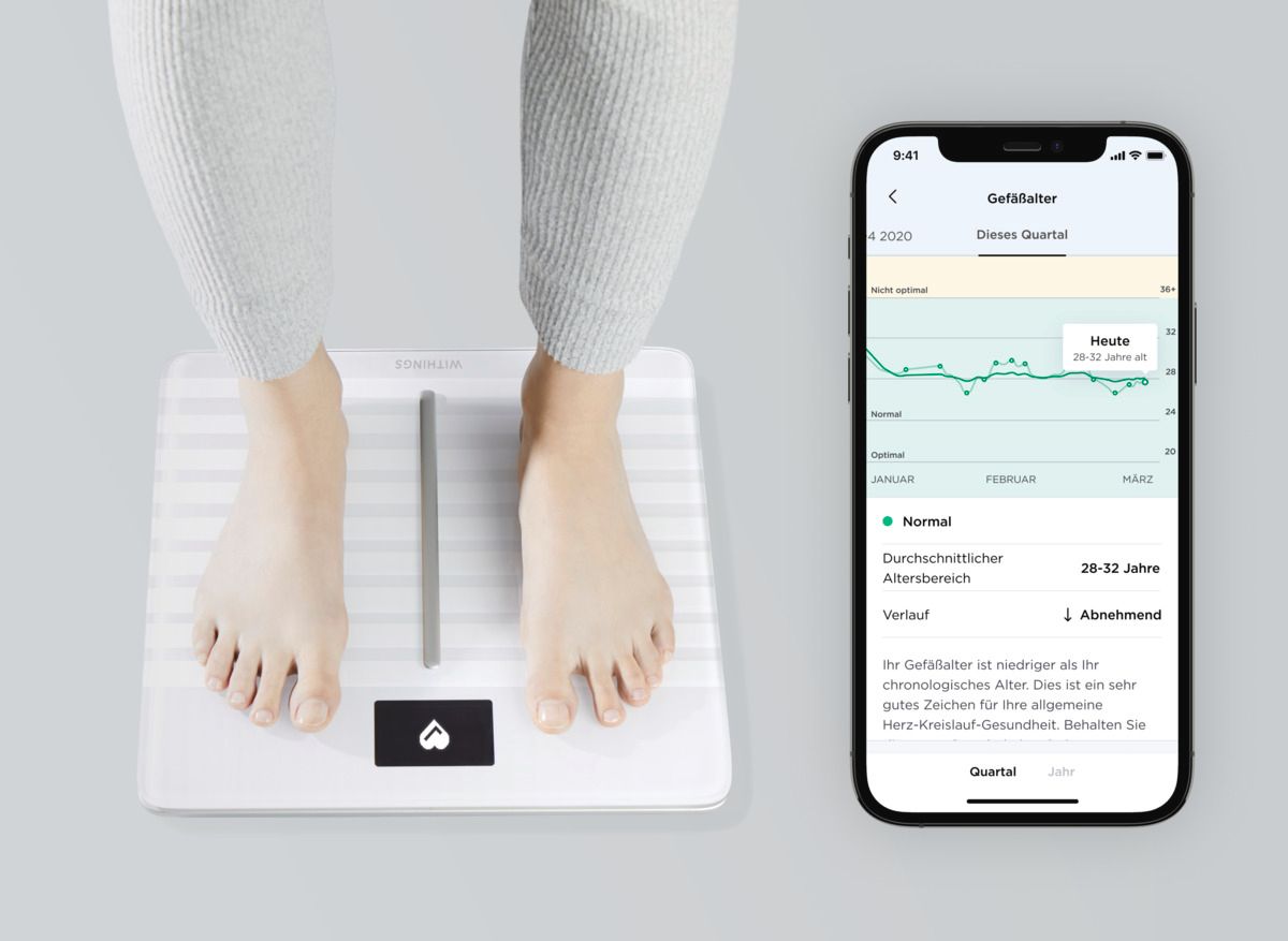 Withings Body Cardio Waage weiß WLAN Bluetooth Gesamtkörperanalyse Appsteuerung