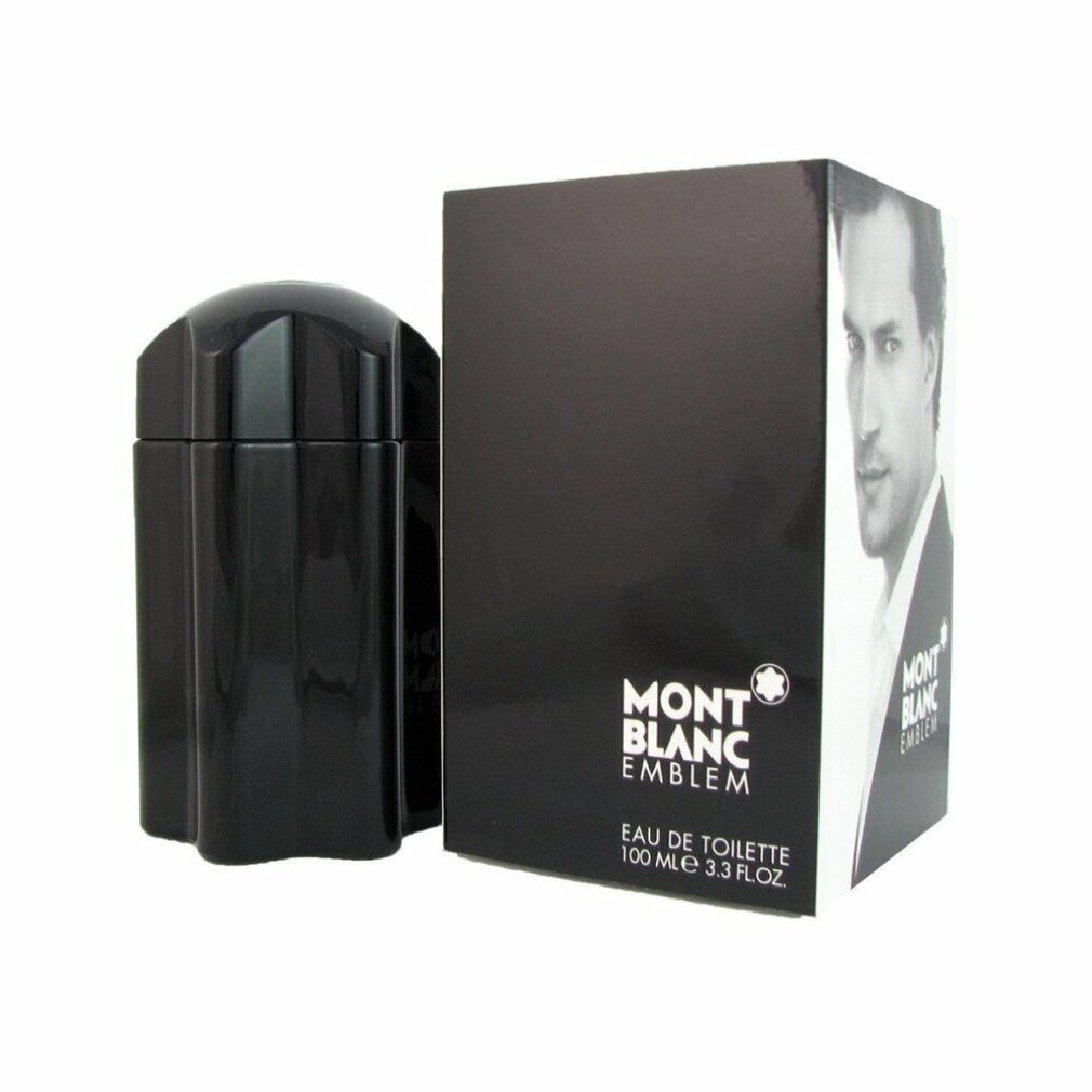 Schwarzer Flakon und Karton. Karton mit Logo und Porträt. Flakon mit Stern-Logo. Eau de Toilette.