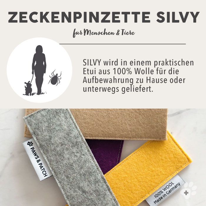 PAWS&PATCH Zeckenpinzette SILVY mit Etui in sand für alle Heimtiere