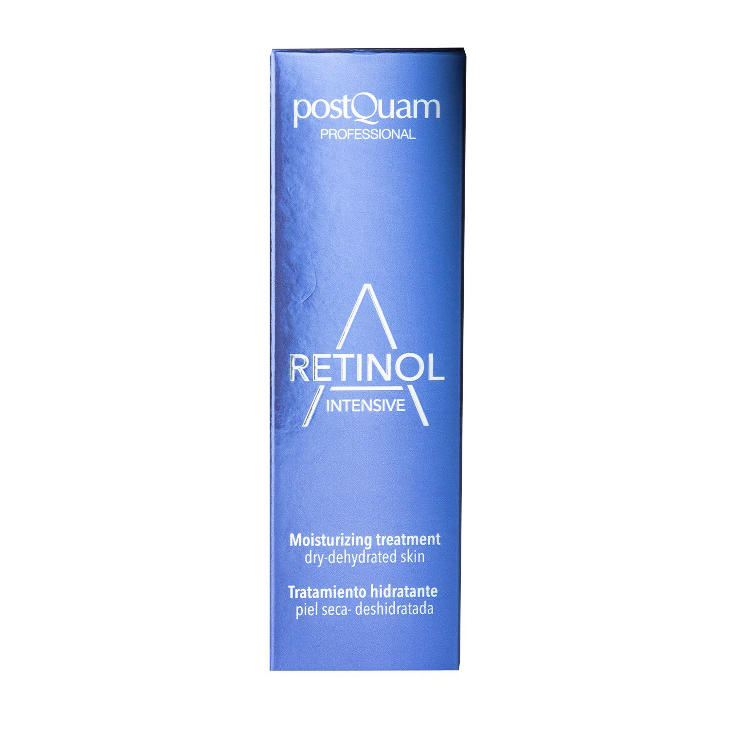Blaue Schachtel. Aufschrift: Retinol Intensive, Postquam Professional. Feuchtigkeitspflege für trockene Haut.