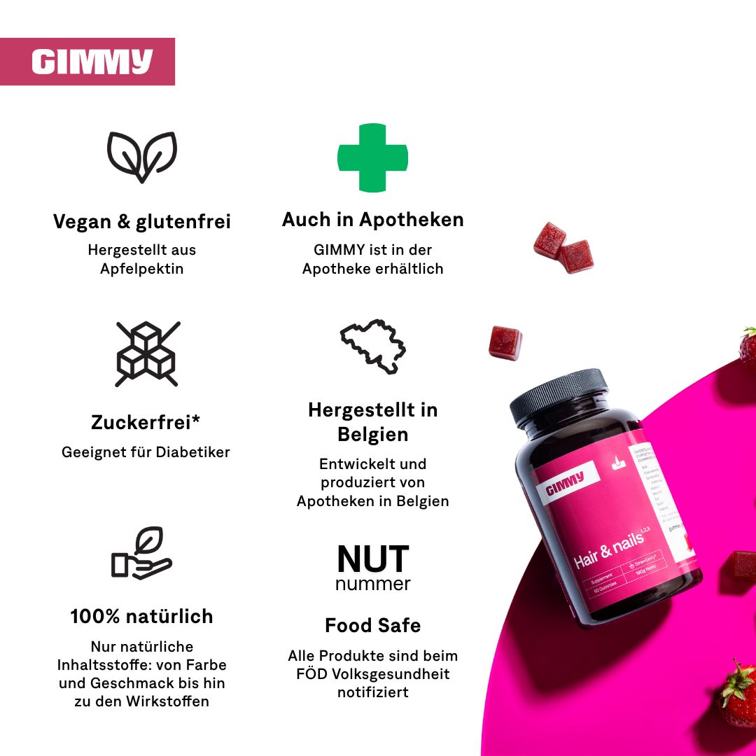 GIMMY Hair & Nails Gummies - Nahrungsergänzungsmittel für Haar und Nägel