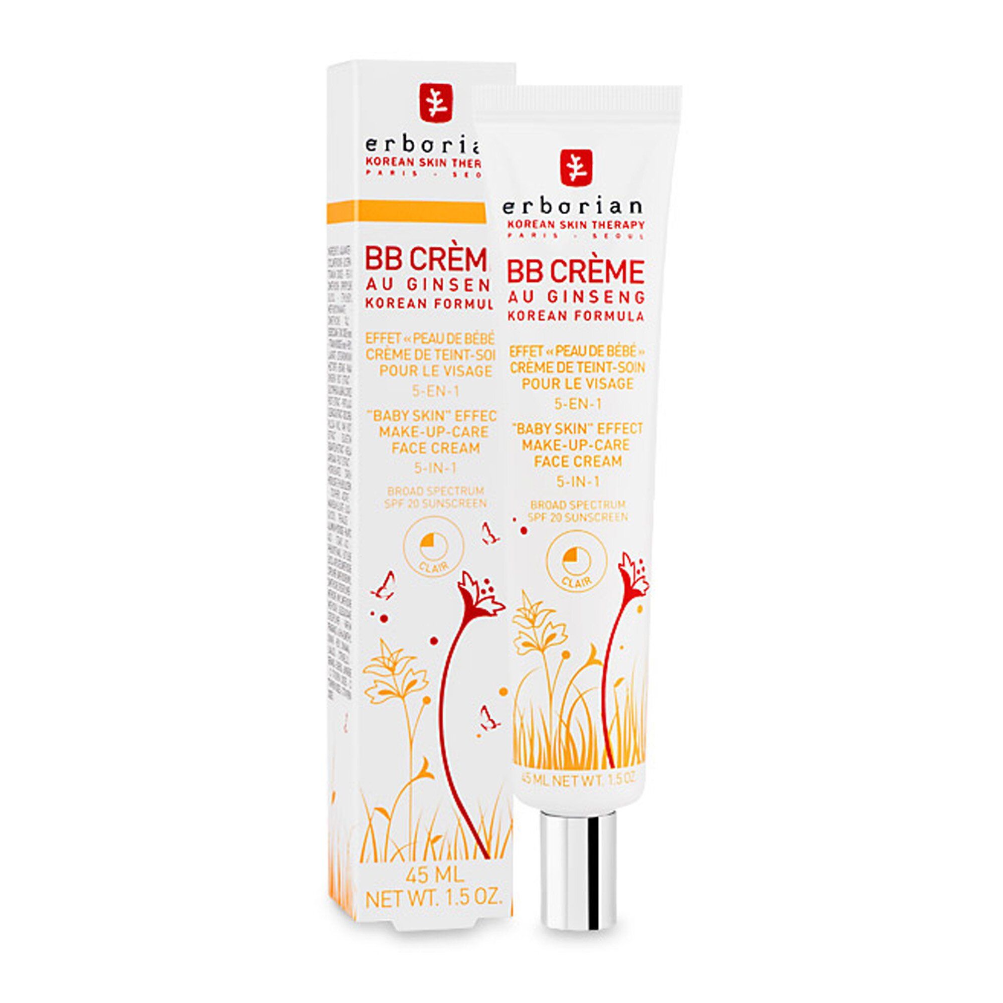 Erborian Korean Skin Therapy Paris Seoul BB Creme au Ginseng Clair LSF 20