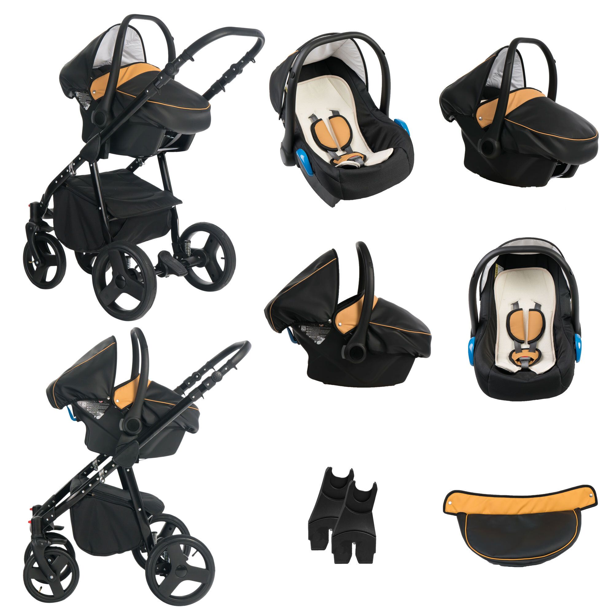 Bebebi Fizzy 3 in 1 Kinderwagen Set Luftreifen, Mango