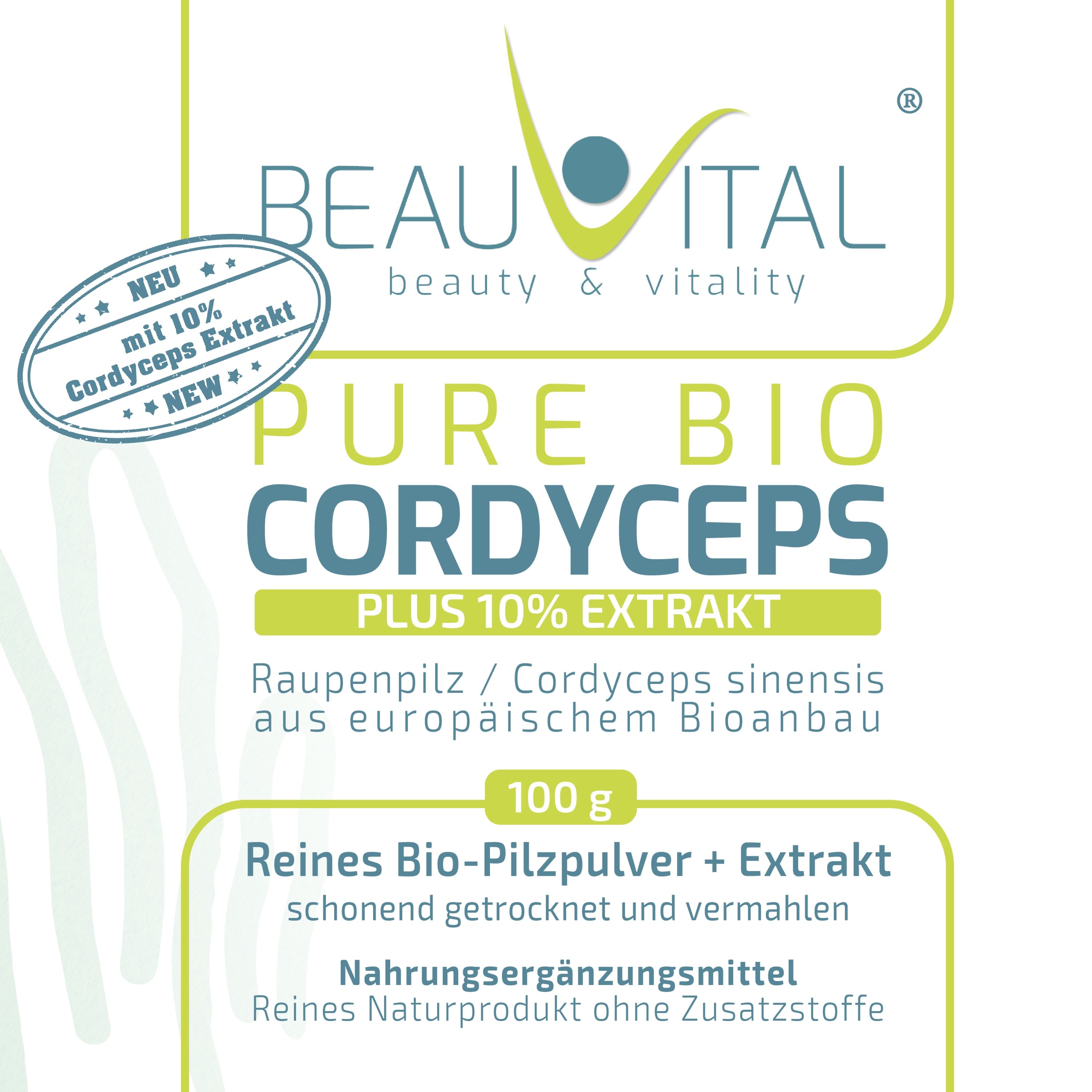 BEAUVITAL® Pure Bio Cordyceps Pulver mit 10% Cordyceps sinensis Extrakt