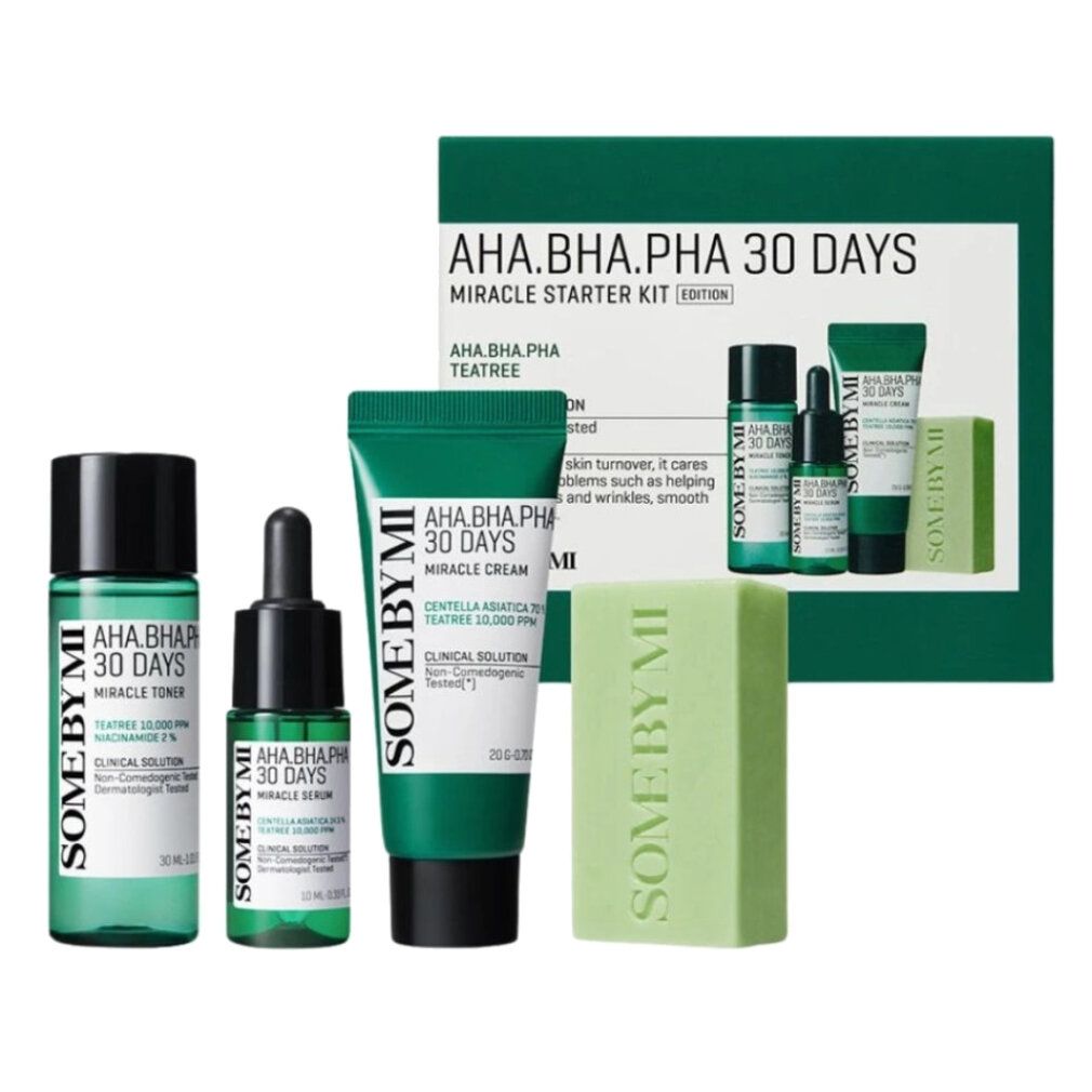 SOME BY MI AHA-BHA-PHA 30 Days Miracle Starter Kit mit Toner, Serum, Creme und Seife.