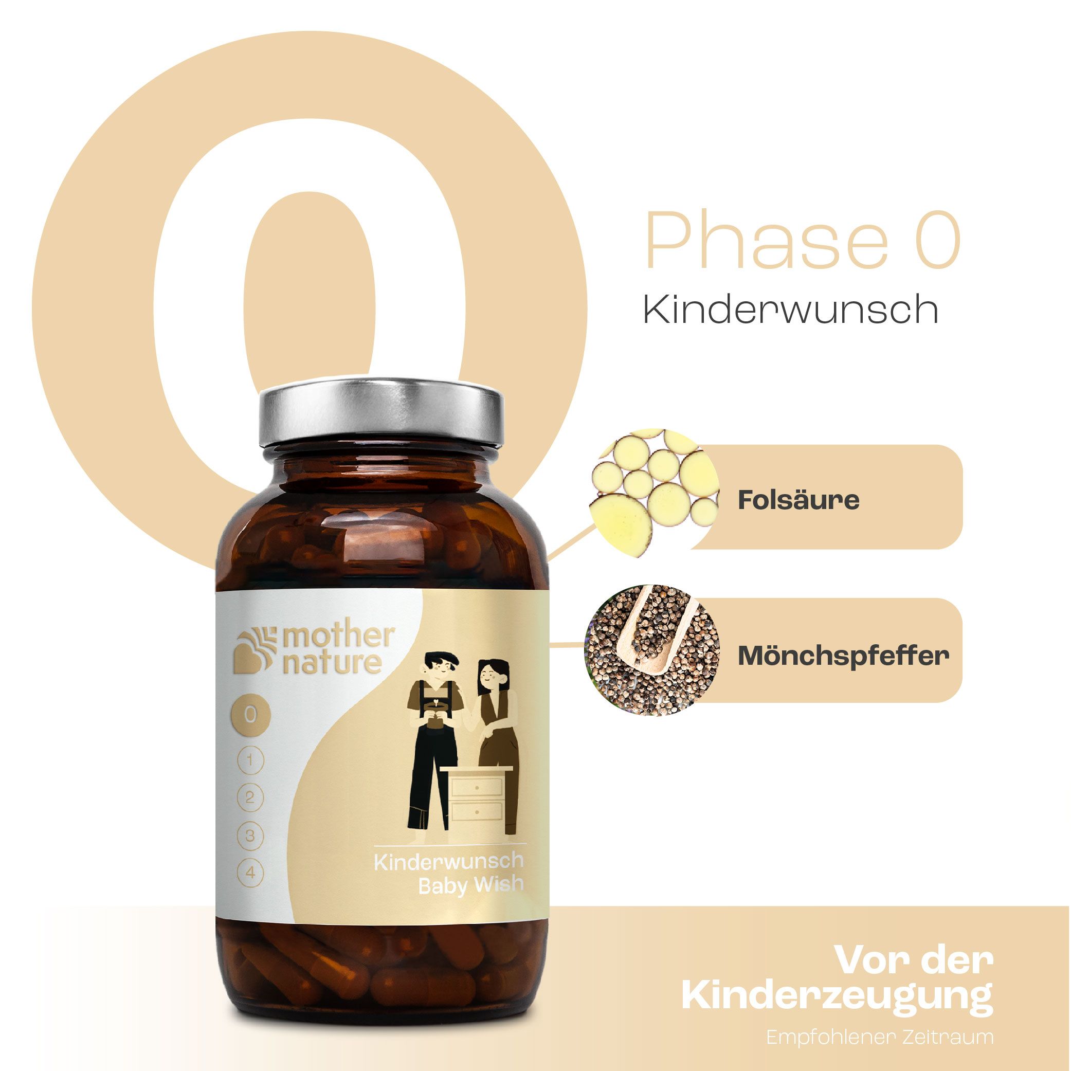 Mother Nature® Schwangerschaftsvitamine für den Kinderwunsch - Phase 0 34 g Kapseln