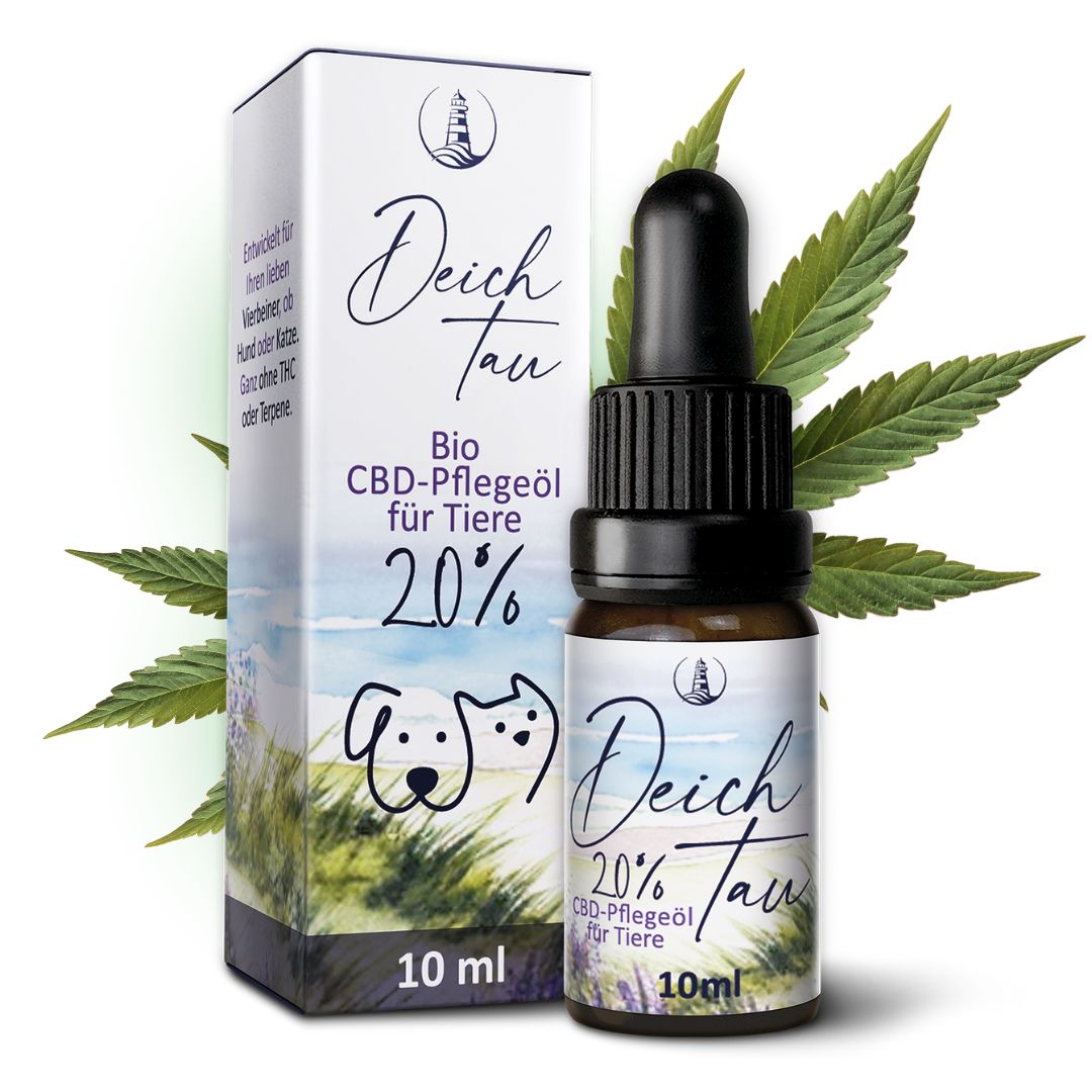 Deichtau Bio CBD Öl 20% für Hund & Katze - CBD-Hanföl-Tropfen – Echtes Cannabisöl - Deutsche Marke