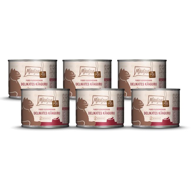 MjAMjAM - Purer Fleischgenuss delikates Känguru pur 6x200 g Futter