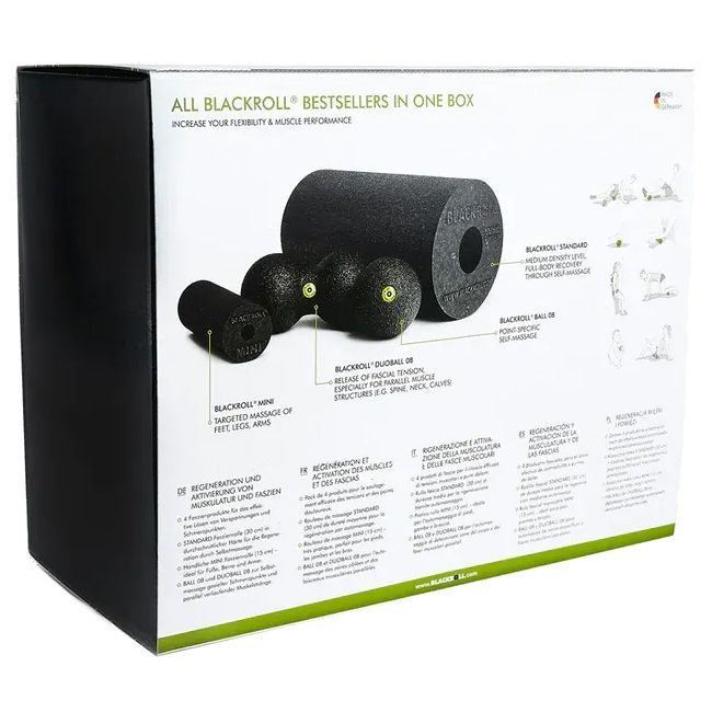 Rückseite der Box mit Produktabbildungen. Text: "ALL BLACKROLL BESTSELLERS IN ONE BOX".
