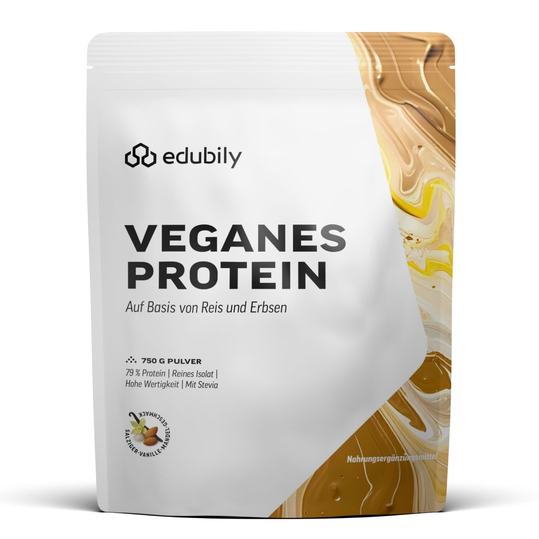 edubily® Veganes Proteinpulver Salzige Vanille-Mandel 750 g Pulver