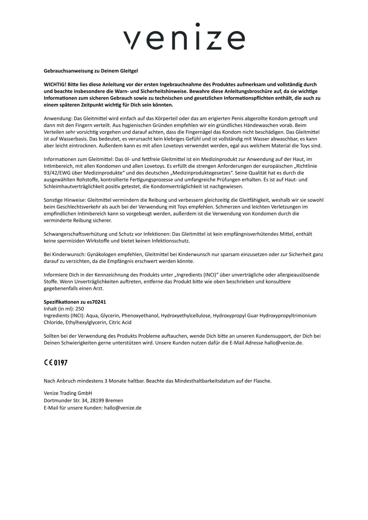 Lumunu Gleitmittel Gleitfreude , wasserbasiertes Gleitgel