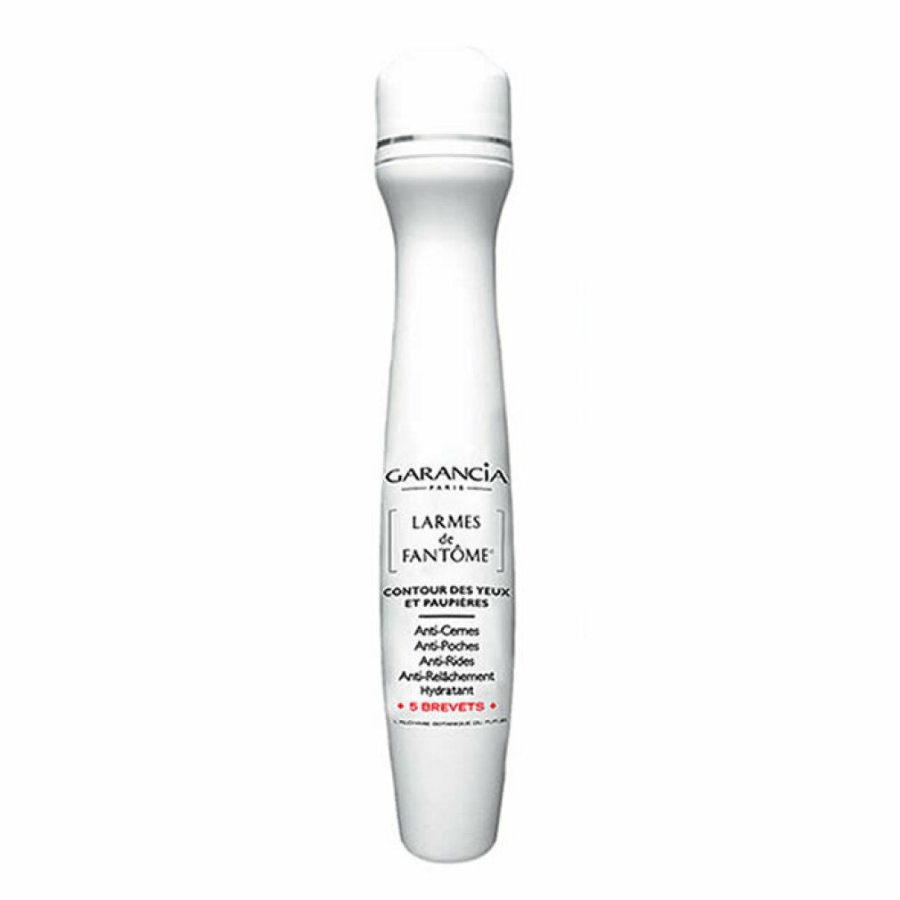 Weißer Roll-On mit Aufschrift: Larmes de Fantôme, Garancia. Produktinformationen und 5 Patente.