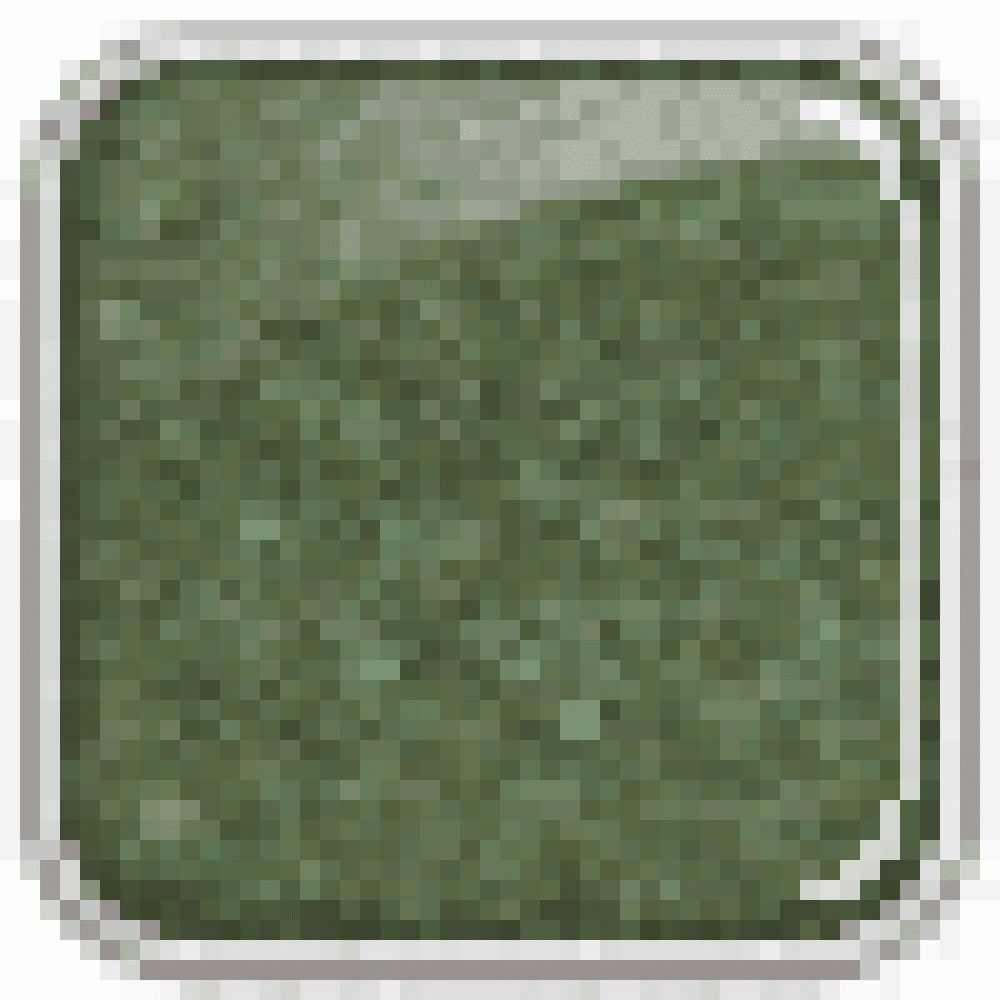 Quadratischer, grüner Lidschatten mit glänzender Oberfläche, in einem silbernen Rahmen.