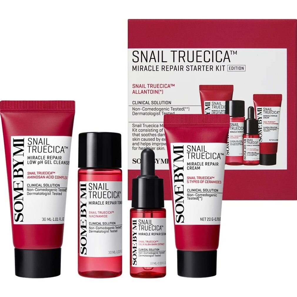 SOMEBYMI Snail Truecica Miracle Repair Starter Kit: Box mit vier Pflegeprodukten, detaillierte Produktbeschreibung.