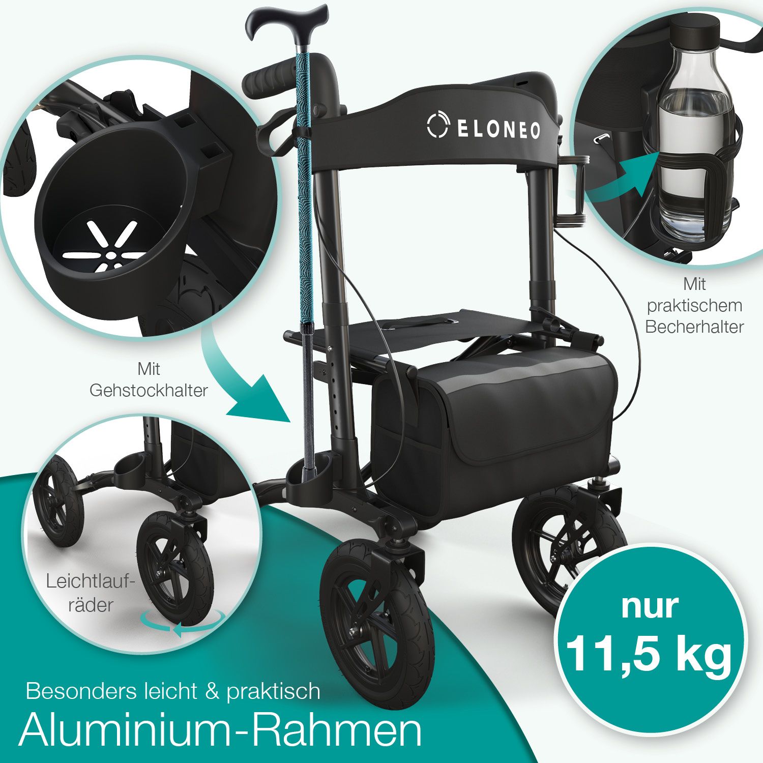 ELONEO Outdoor Rollator mit Luftbereifung
