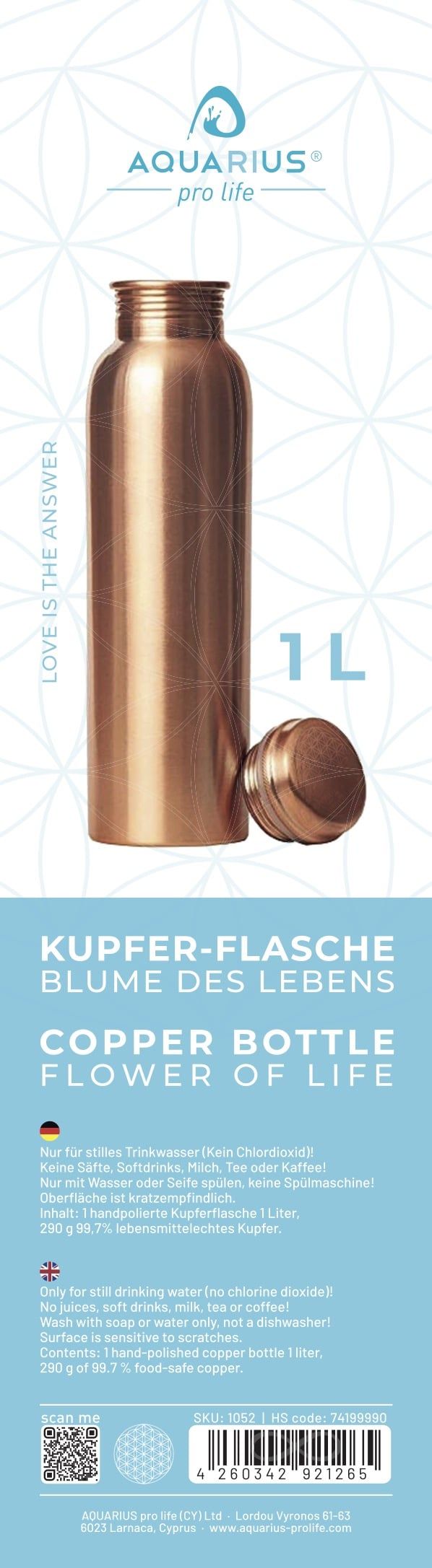 Kupferflasche "Blume des Lebens"