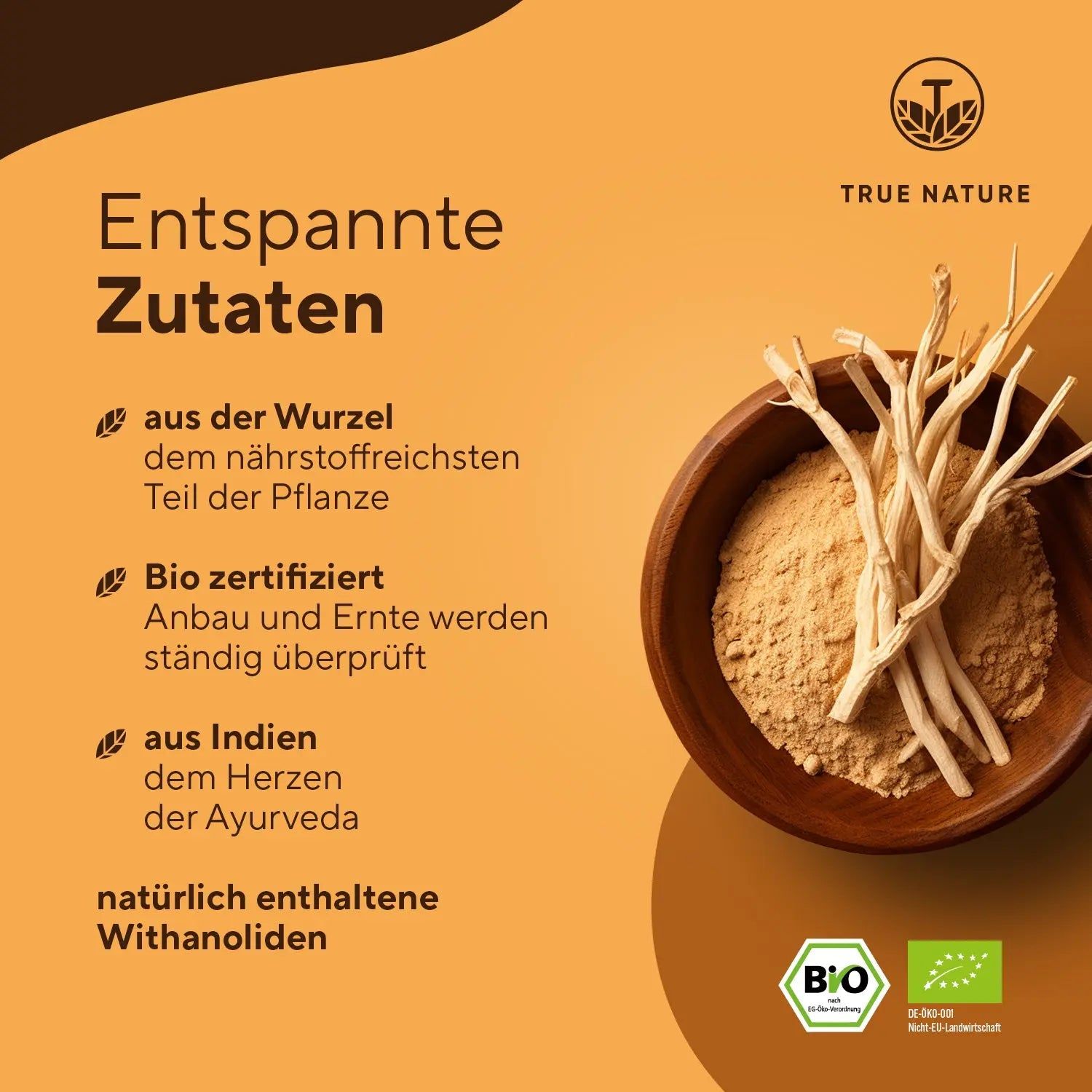 TRUE NATURE® Bio Ashwagandha Kapseln - Vegan & Made in Germany