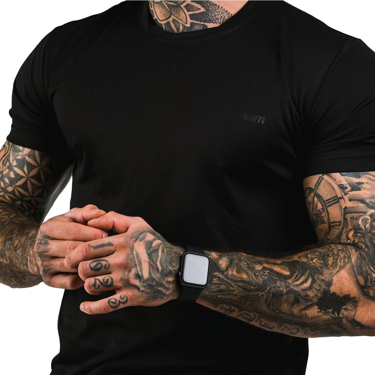 GymBeam T-Shirt Herren regular Kurzarm aus Polyester Schwarz TRN