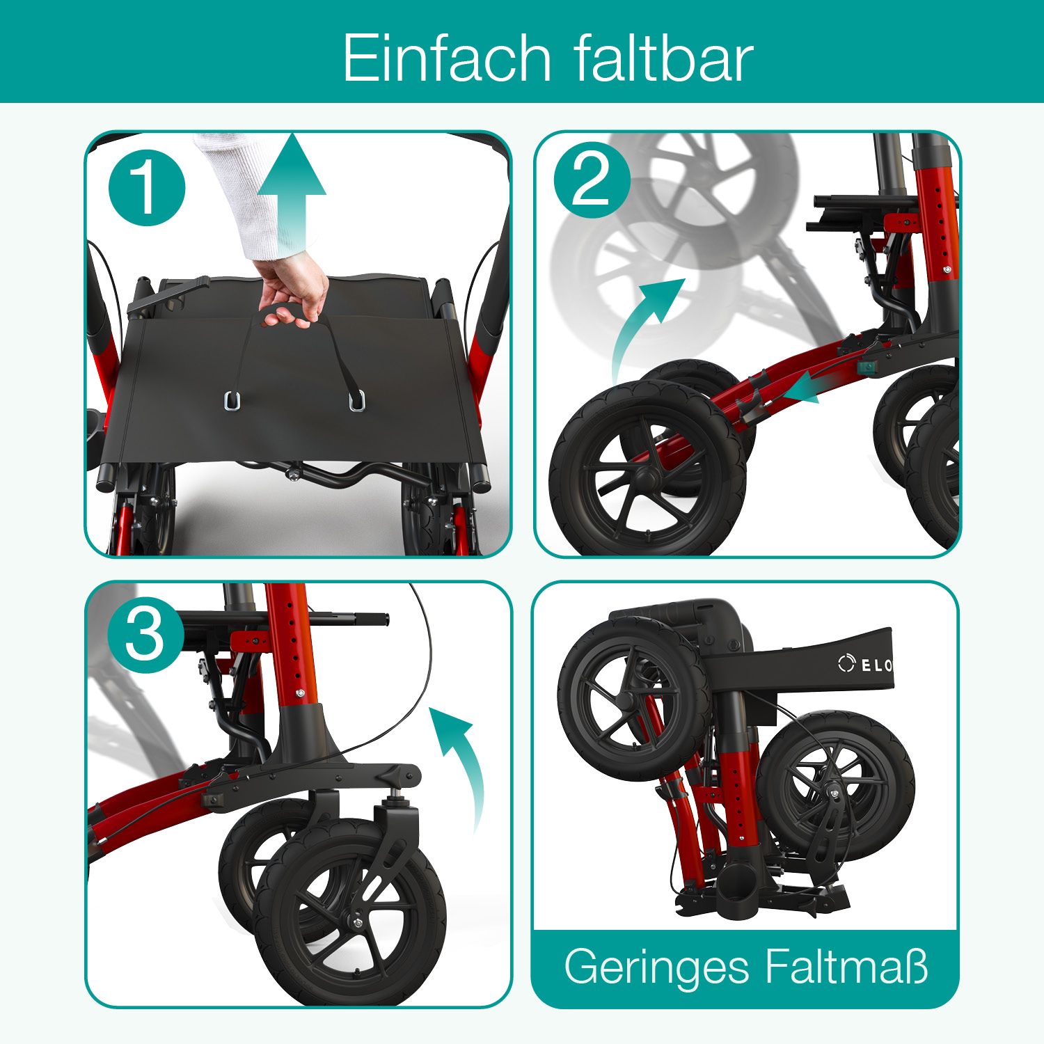 ELONEO Outdoor Rollator mit Luftbereifung
