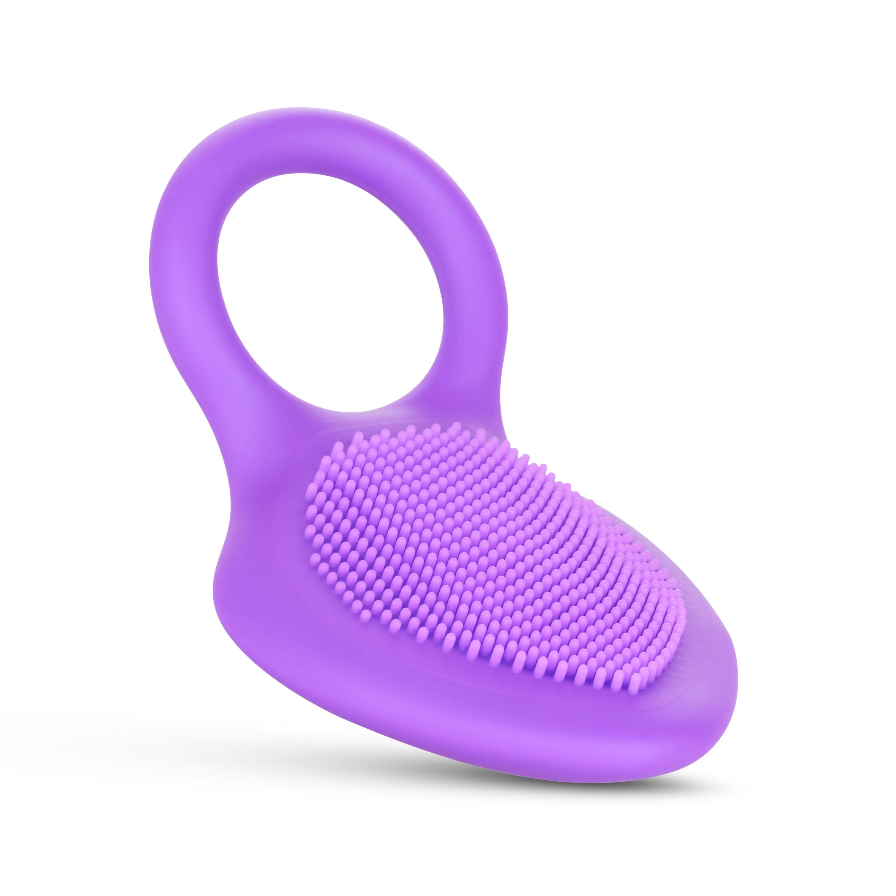 Lila Vibrator mit Ringgriff und strukturierter Oberfläche.