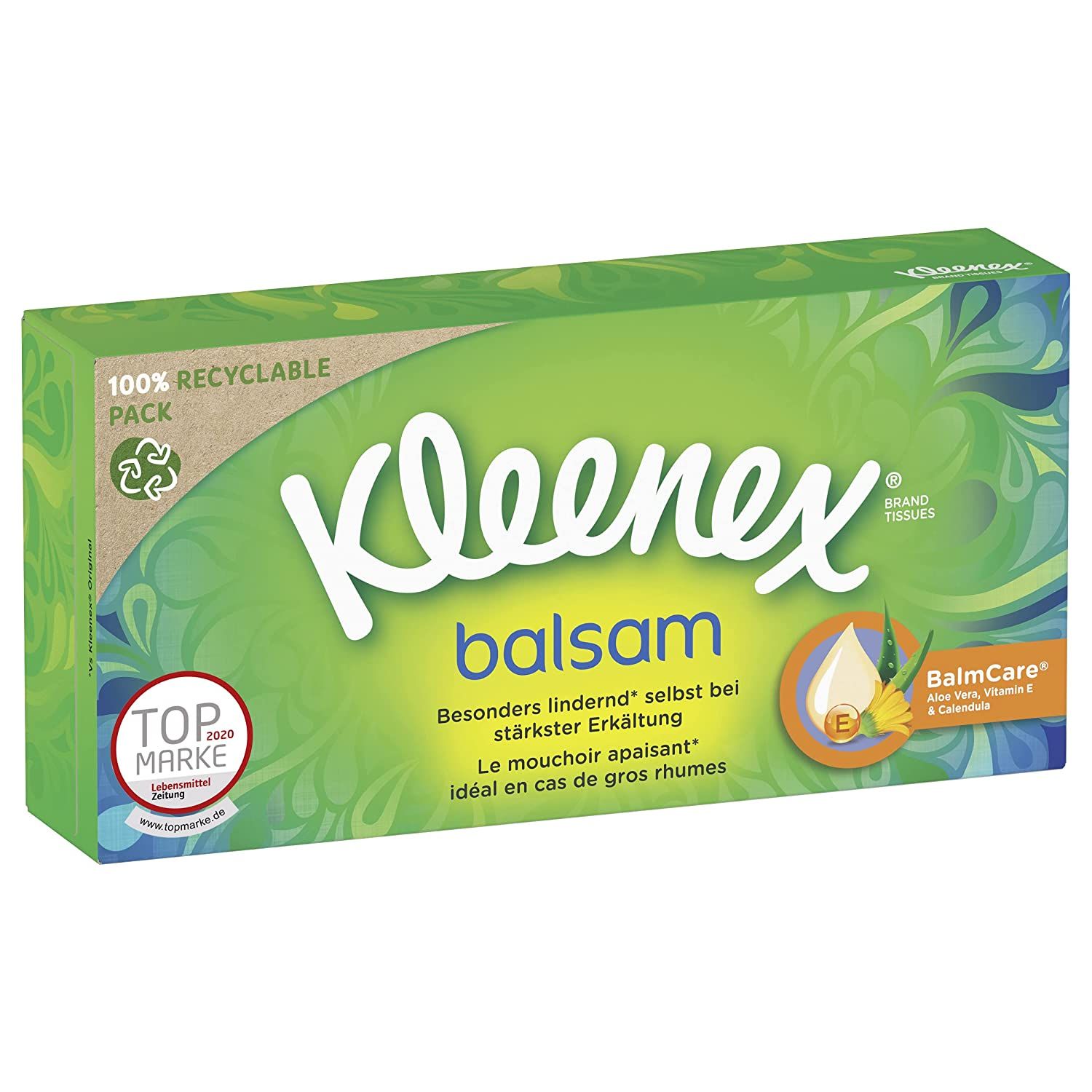 Kleenex Balsam Taschentücher Kosmetiktücher Aloe Vera & Calendula 24x56 St Tücher