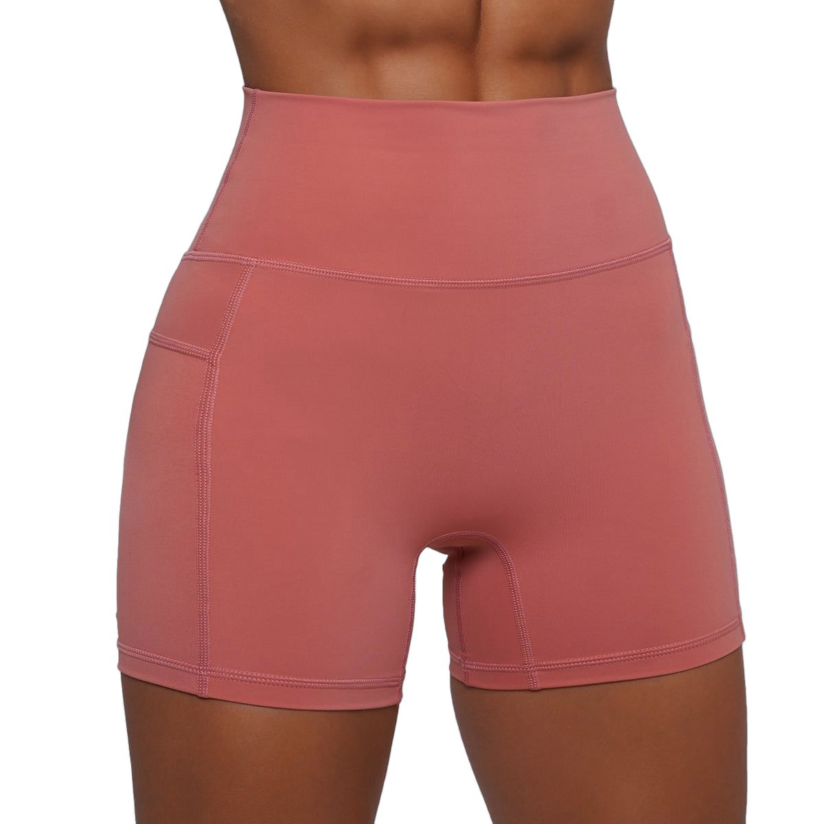 GymBeam Shorts Damen Slim mit hoher Taille und elastischem Material, Lachsfarben