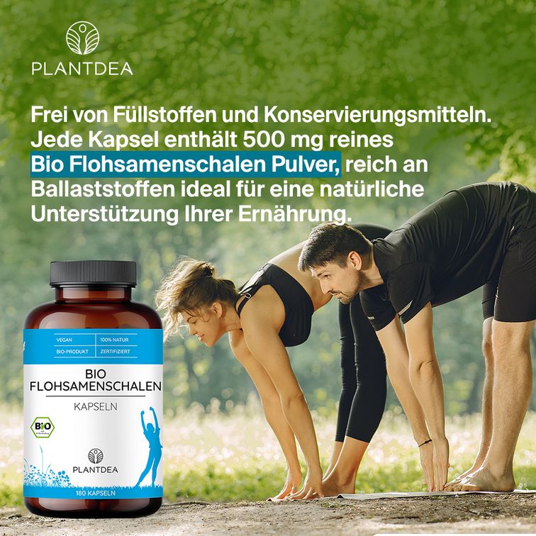 PlantDEA Bio Flohsamenschalen Kapseln