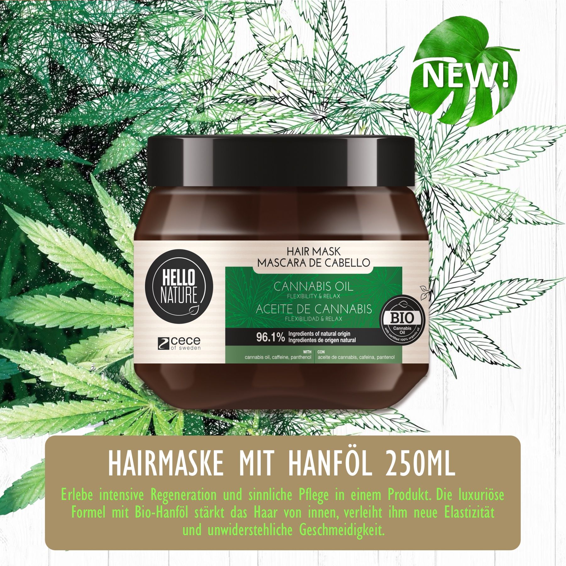 Hello Nature Haarmaske Repair Intensivpflege für Kopfhaut Hanföl