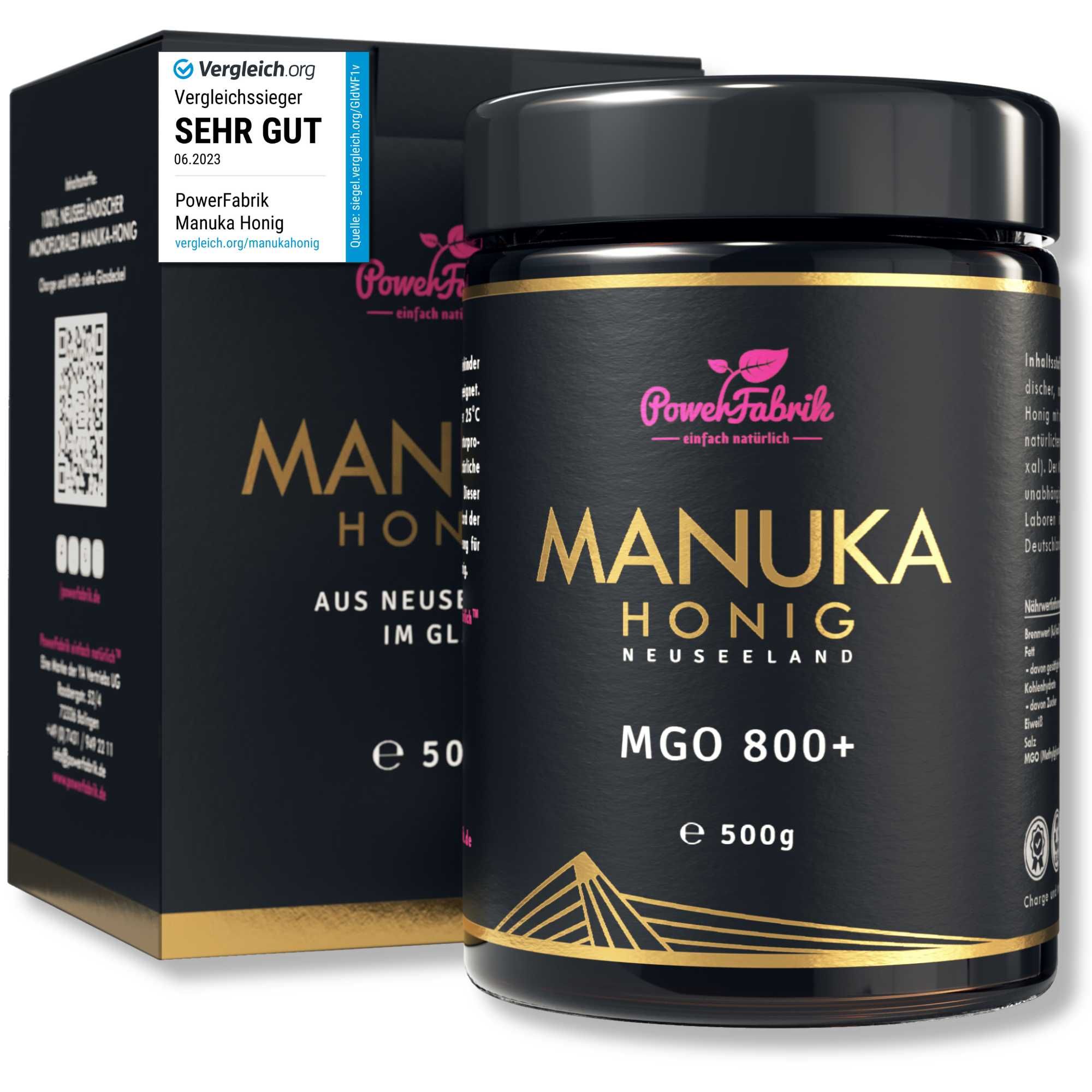 PowerFabrik Manuka Honig MGO 800+, im Glas