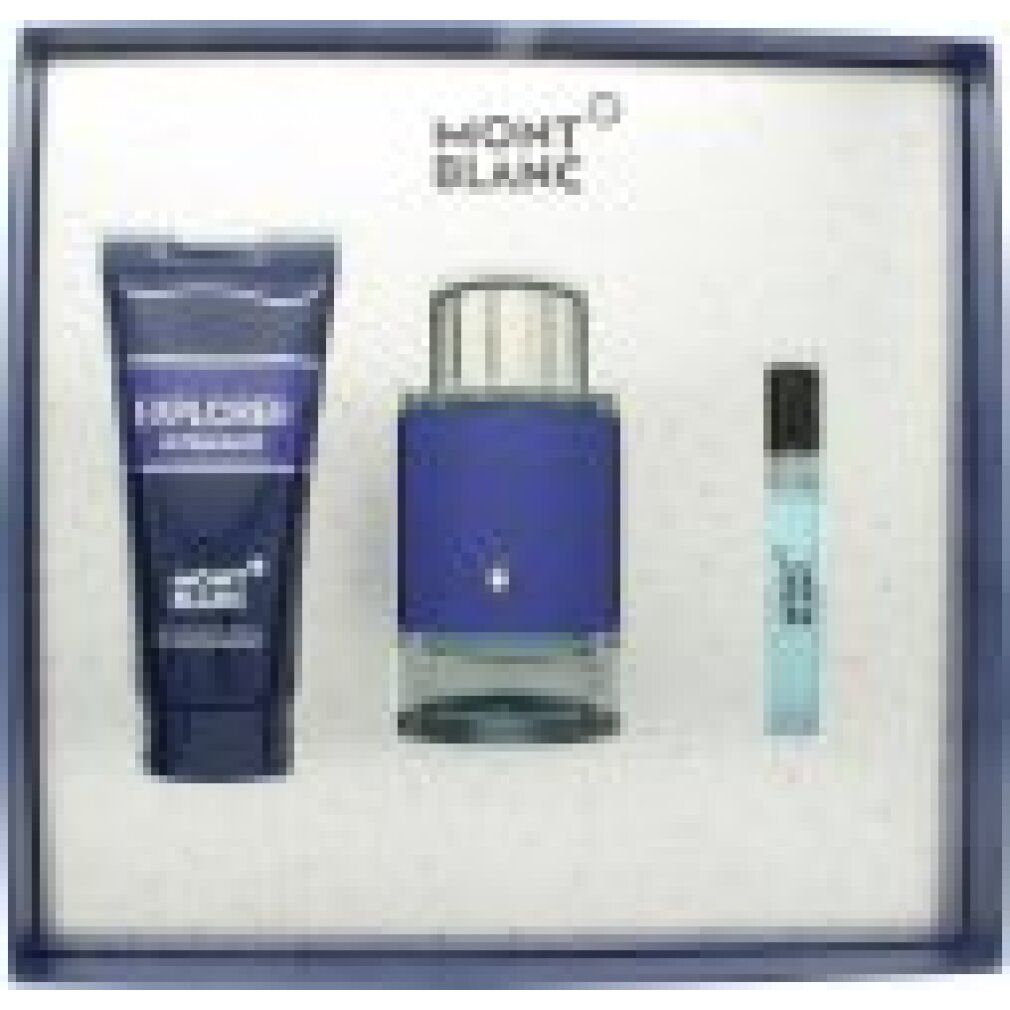 Geschenkset mit Eau de Parfum, Duschgel und Probe. Markenname und Produktname sind sichtbar. Produkte in einer Box.