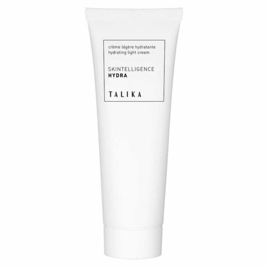 Weiße Tube mit "crème légère hydratante" und "SKINTELLIGENCE HYDRA" von TALIKA. Produkt für die Haut.