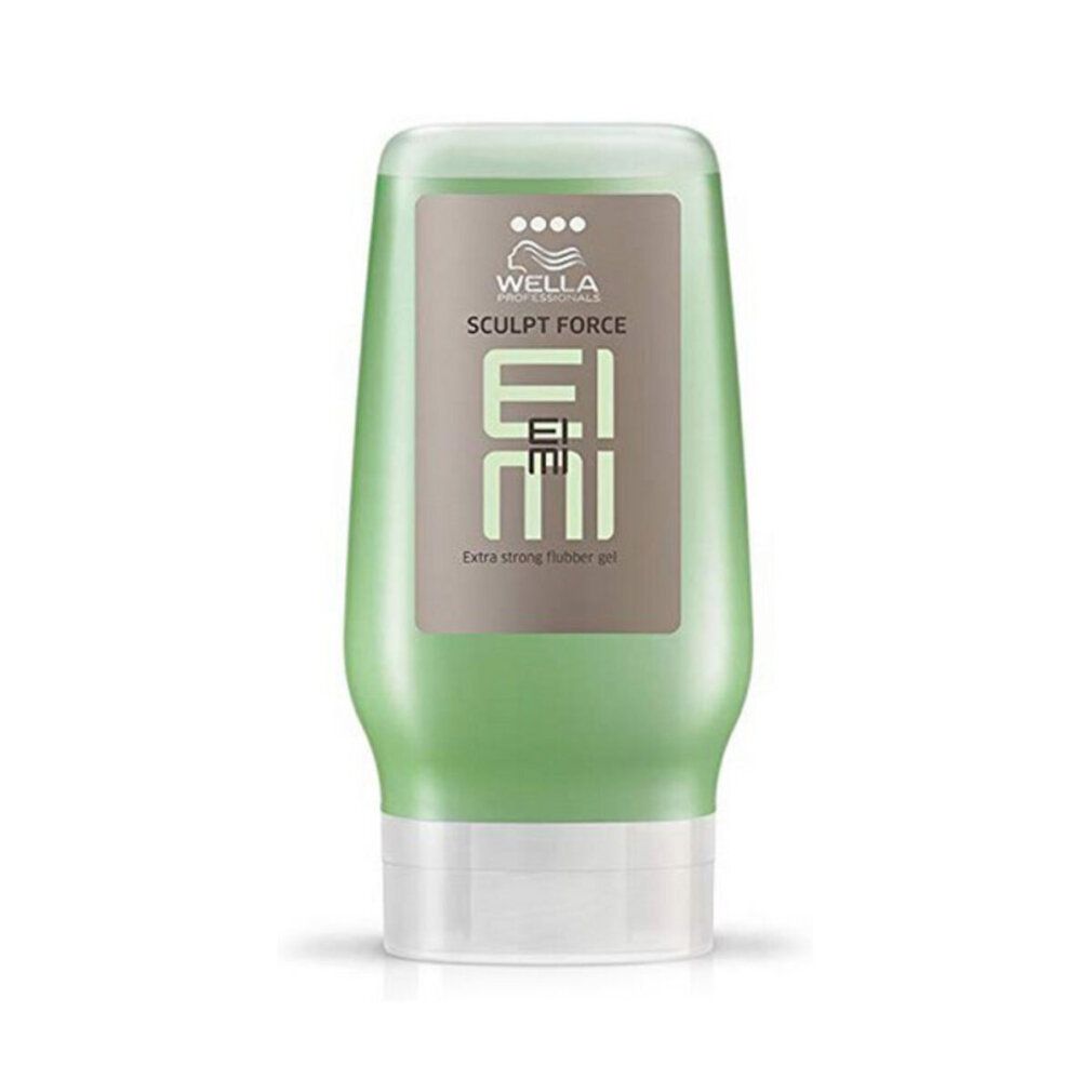 Grünes Gel in einer Flasche. Aufschrift: Wella Eimi Sculpt Force. Haltegrad 4.